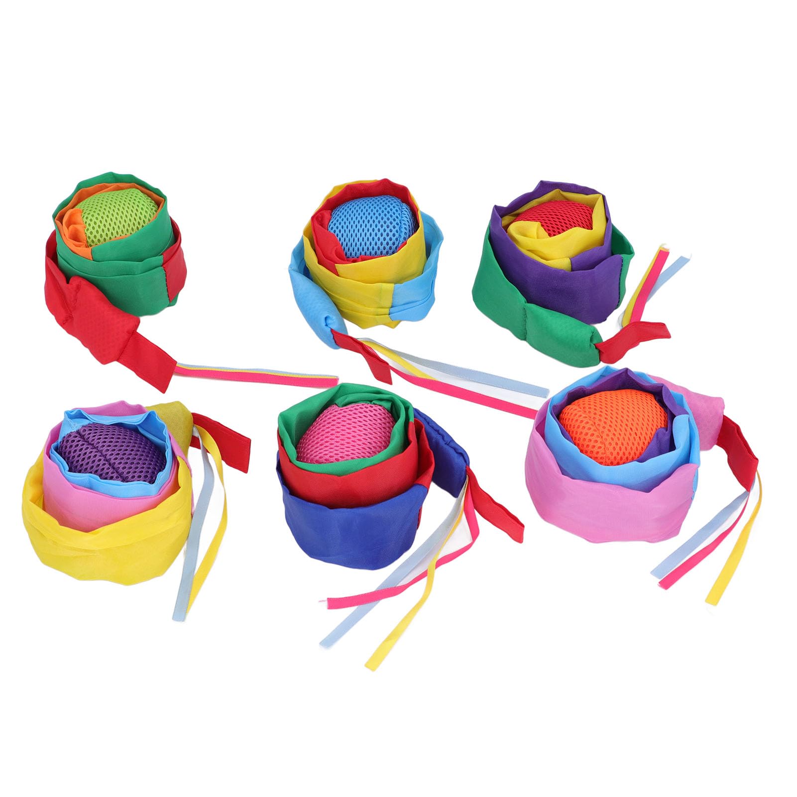 6pcs Catch Tail Balls, Soft Rainbow Play Ball for Kids, Sandbags, Meteor Ball, Educational Sports Playground, Fun with Family