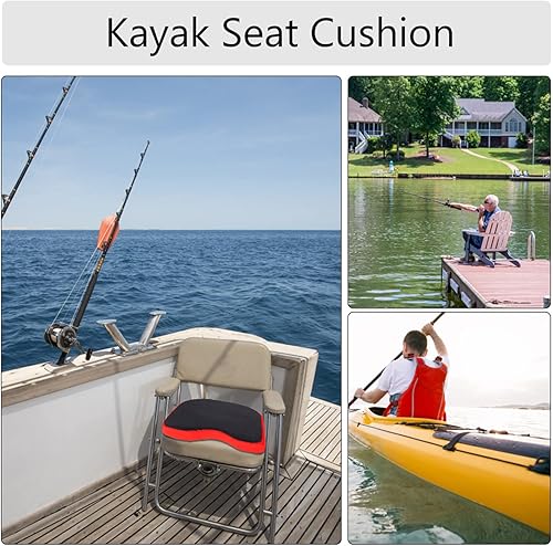 Miniatura 2 de Keenso Asiento grueso suave para kayak, canoa, barco de pesca, asiento de barco, cojín de asiento de barco, accesorio (negro)