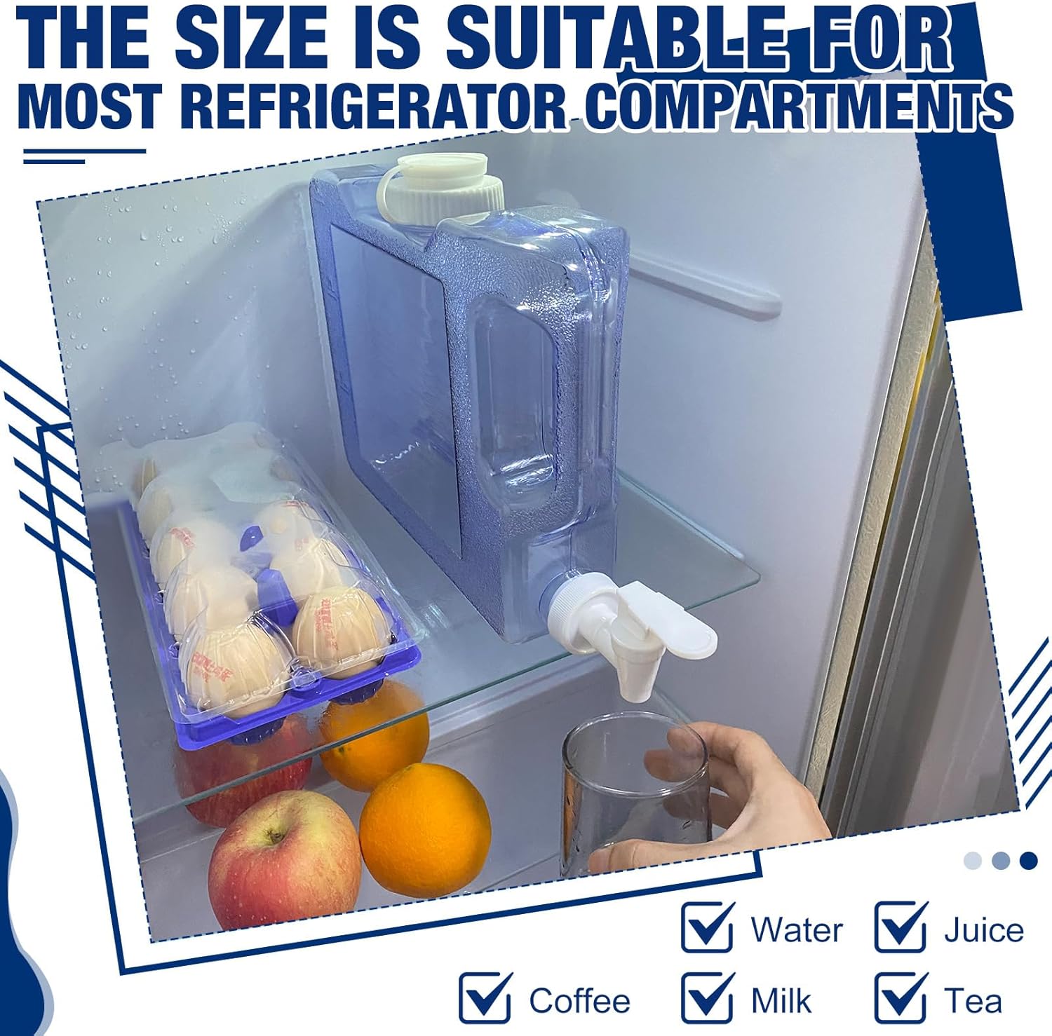 2 Pack Fridge Water Dispensers Bottle with Leak-proof Spigot and Convenient Handle Reusable Plastic Juice Beverage Dispenser Water Jug for Party Refrigerator Drink Iced Tea Juice Storage