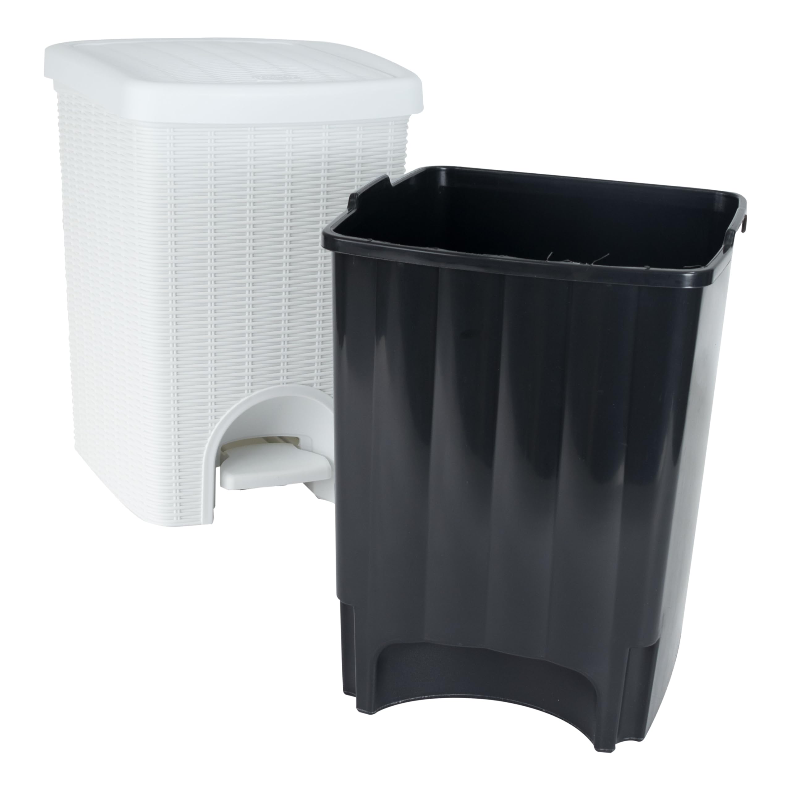2 cubos basura pedal 20L separado rectangular 30x27x37cm aspecto ratán