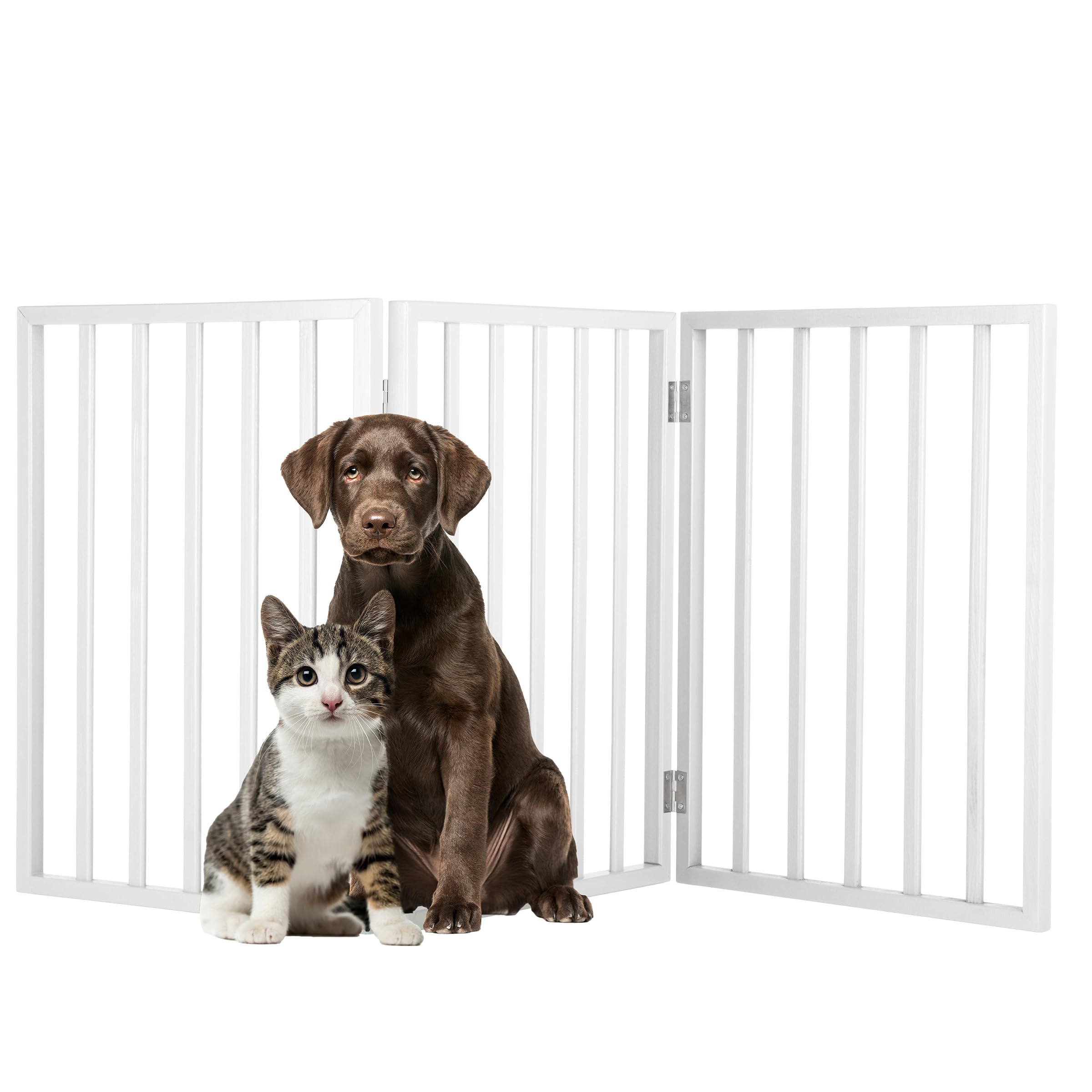 Photo 1 of ***FOR PARTS ONLY/ BROKEN & MISSING PIECES*** Pet Gate - 3-Panel Indoor Foldable Dog Fence for Stairs, Hallways, or Doorways - 55x24-Inch Retractable Freestanding Dog Gates by PETMAKER (White)