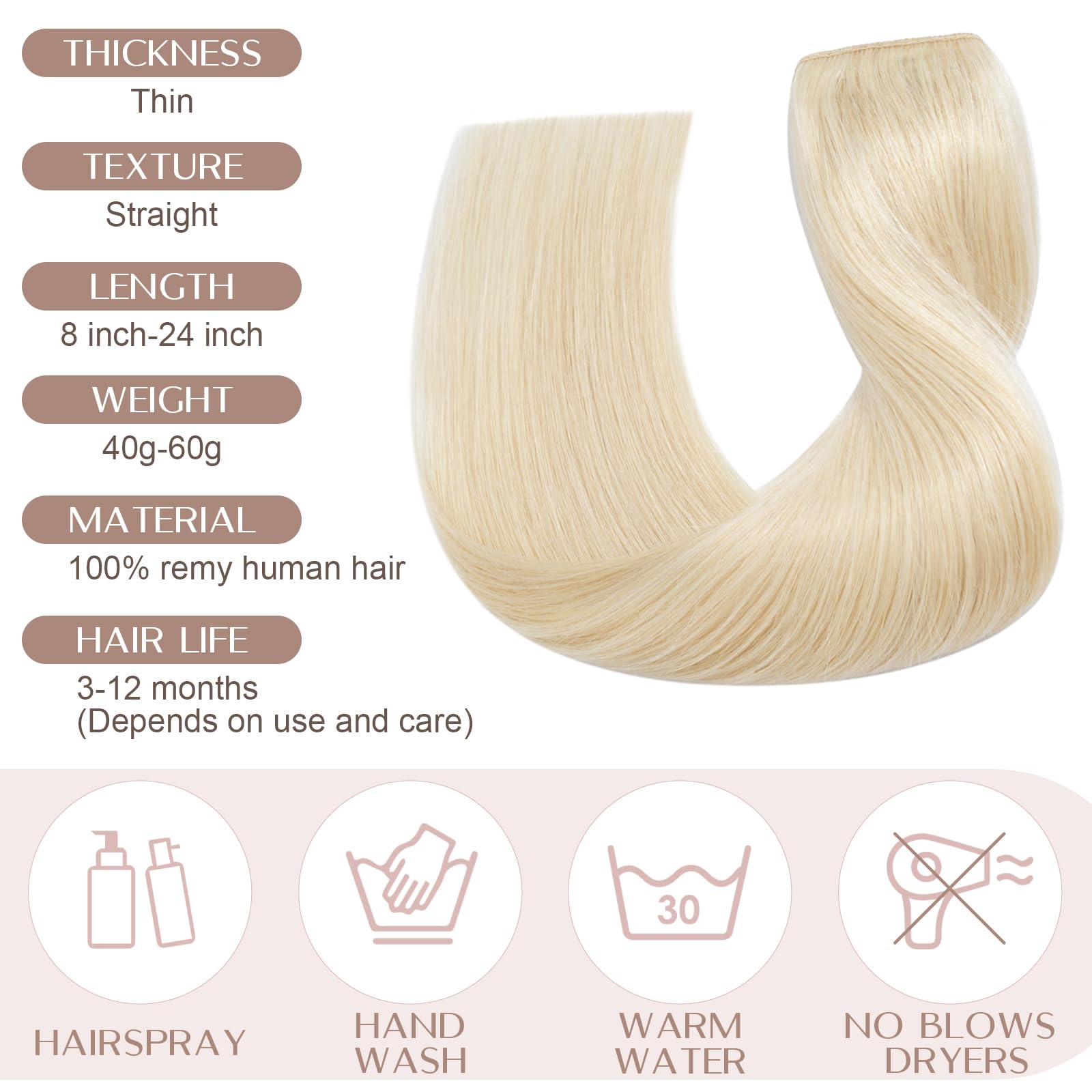 20 inches SEGO One Piece Hair Extensions Clip in Human Hair [#1B Natural Black] Real Remy Hairpieces for Women 3/4 Full Head Straight Invisible (50g) — view 64