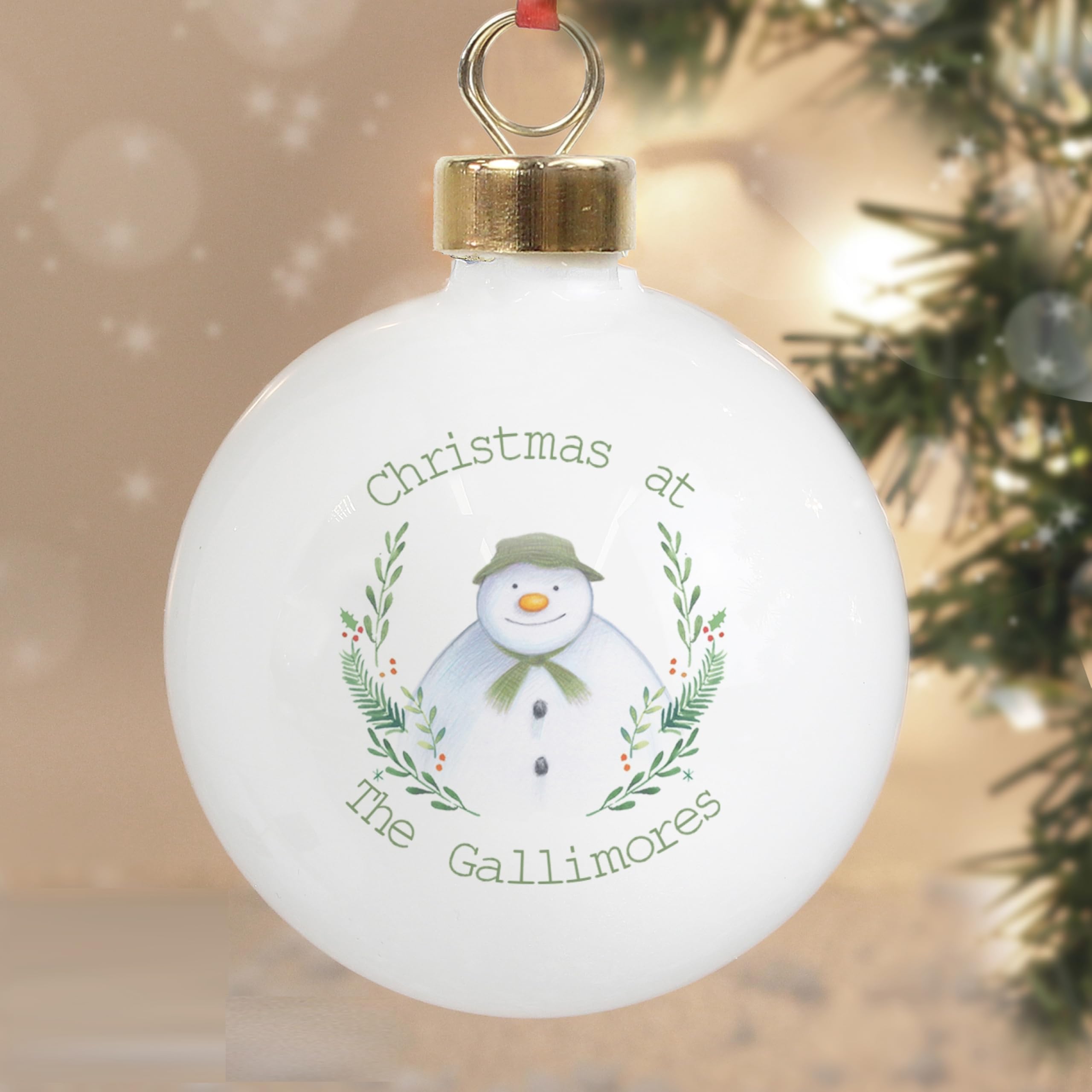 Personalised Memento Custom Personalised The Snowman Winter Garden Bauble – Christmas Tree Decoration