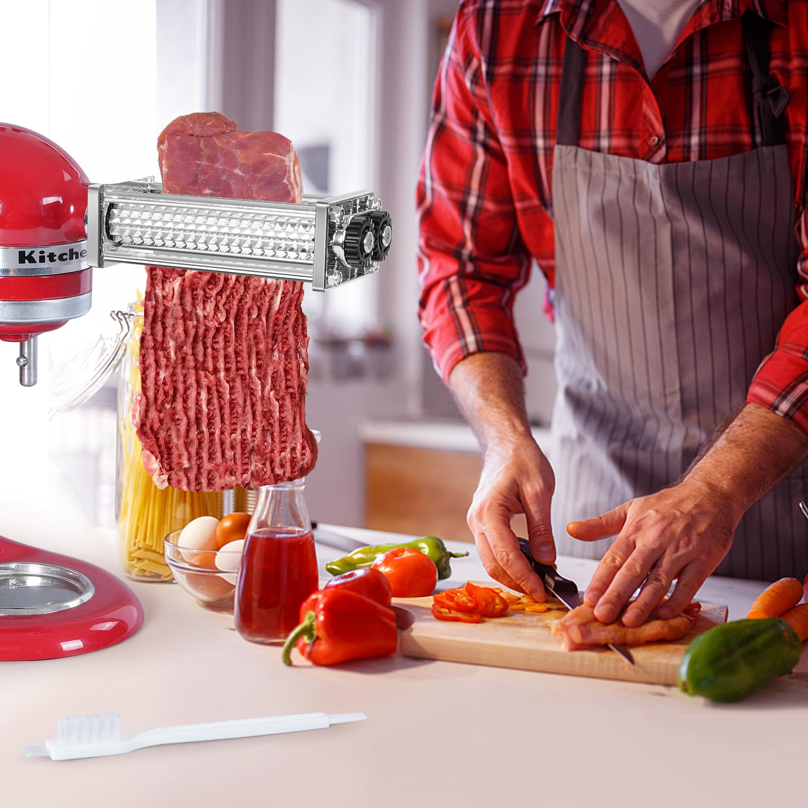 Gdrtwwh Nasadki do kruszenia mięsa do wszystkich mikserów stojących KitchenAid, kruszarki do mięsa i drobiu (białe)