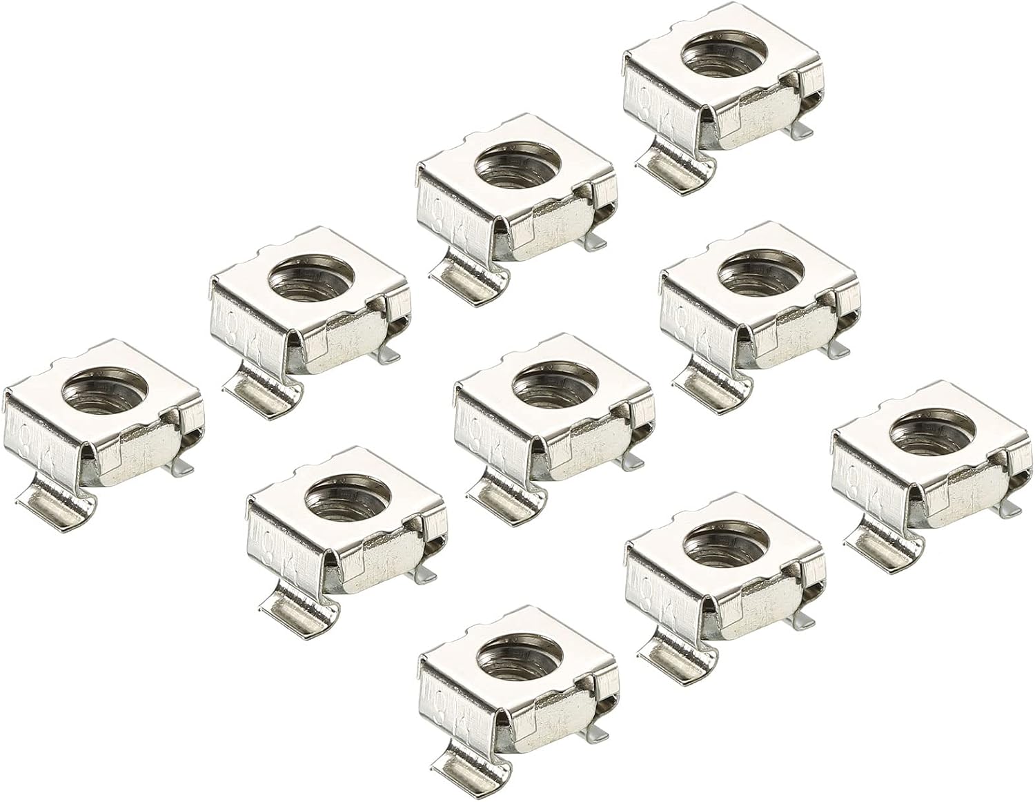 PATIKIL M6 Cage Nuts Carbon Steel Nickel Plated for Server Rack Cabinets, Silver Tone Pack of 30