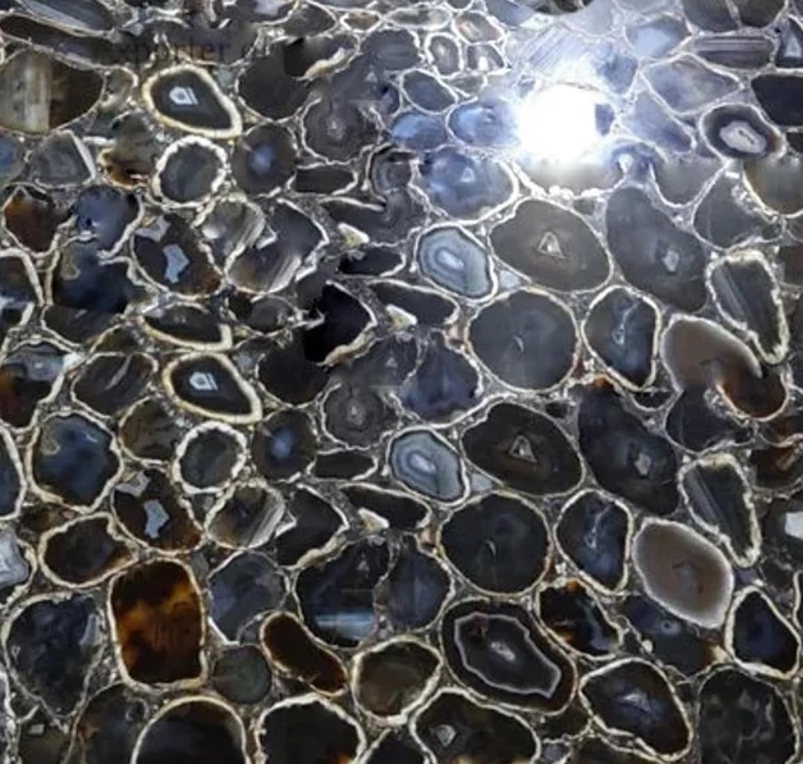 Table basse carrée agate noire 30,5 cm pour balcon et hôtel