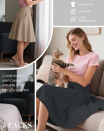 Neer 3 Pack Womens Midi A-Line Skirts
