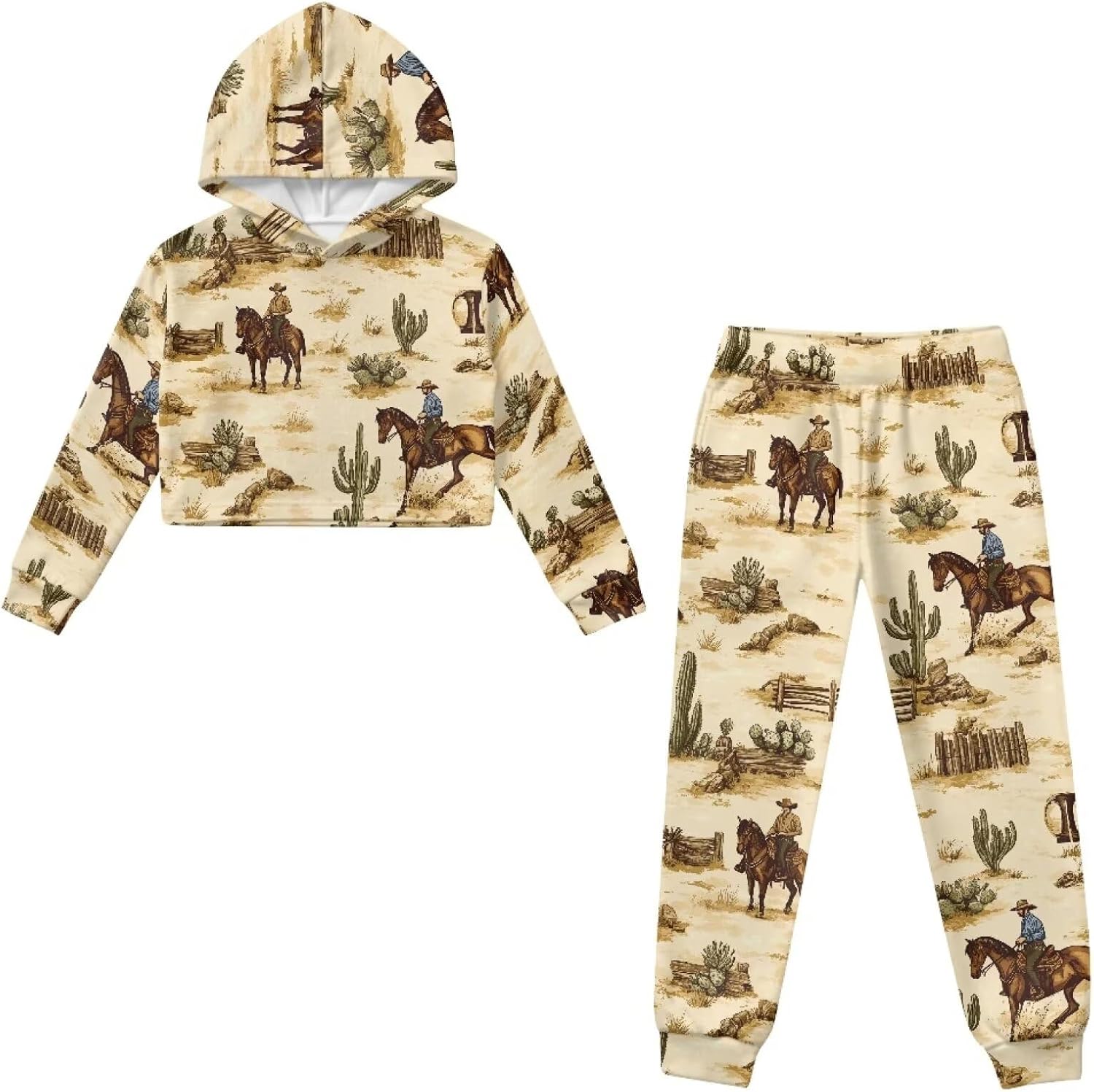 Xpyiqun Tracksuits for Girls Outfits Size 4-13Y Hoodies and Joggers Sweatpants Kids Crop Sweatshirt Sets