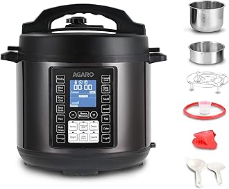 AGARO Imperial Electric Pressure Cooker, 8 Litres Inner Pot, 2.1Kgs (approx. 14 cups) raw rice, 14 Pre-Set multi Cooking Functions, Adjustable Pressure, Timer, Stainless Steel Pot, Pressure Cook