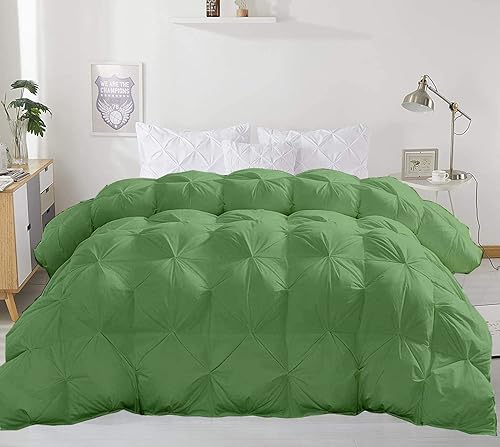 Miniatura 2 de Crown Collection Edredón plisado alternativo de plumón musgo, tamaño Queen de 98 x 98 pulgadas, 1 pieza de relleno de edredón para todas las