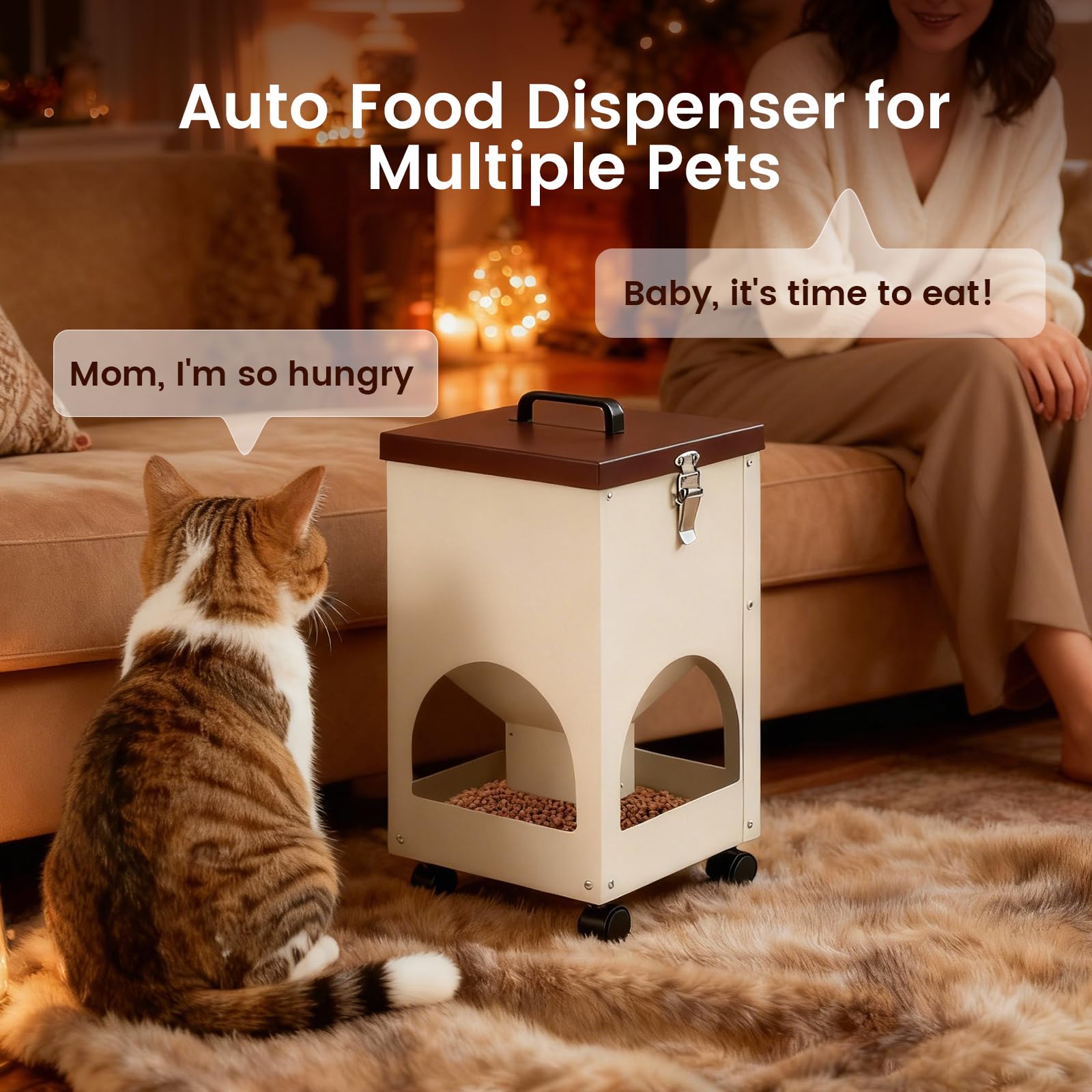 Automatic Cat Feeder for 4 Cats 5L Auto Cat Food Dispenser with Wheels for Puppies and Kittens, Multiple Cats Feeder Outdoor Large Capacity Galvanized Steel Gravity Pet Feeding Station - image 7