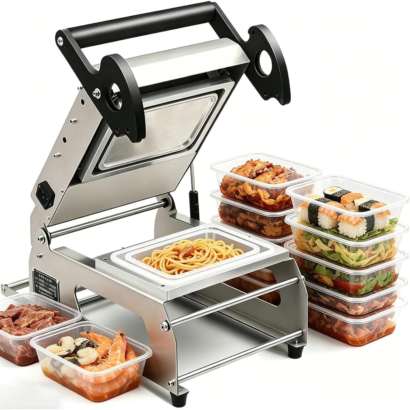 BITYCOW Multifunctional Food Container Sealer, 7-8 Seconds Fast Sealing Hand Pressure Packing Machine for Steak and Prepared Food Packaging Traysize22x16cm