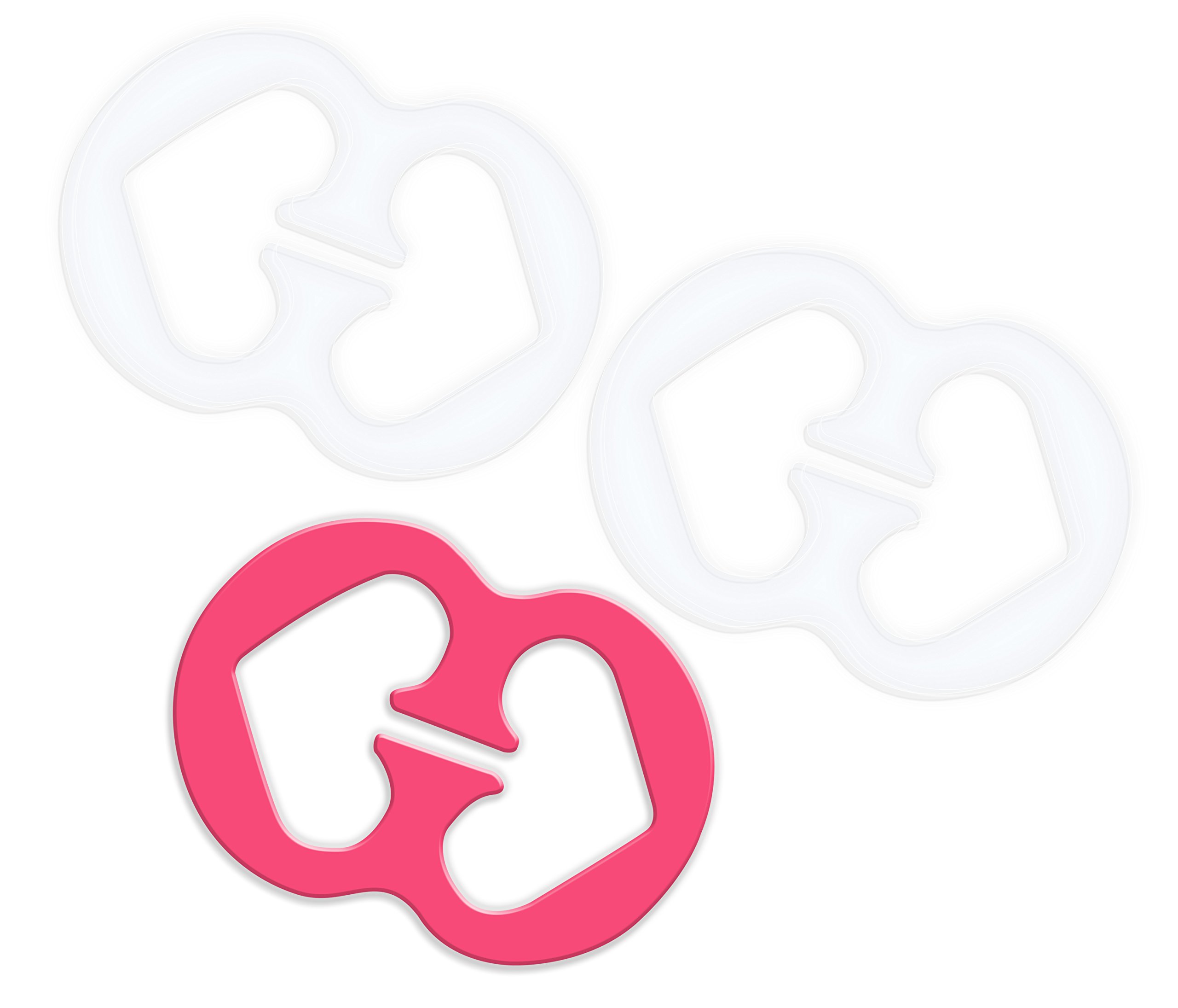 Bra Strap Clips Manufactured in the USA Racer Back Conceal Straps Cleavage (Clear-Clear-Pink)