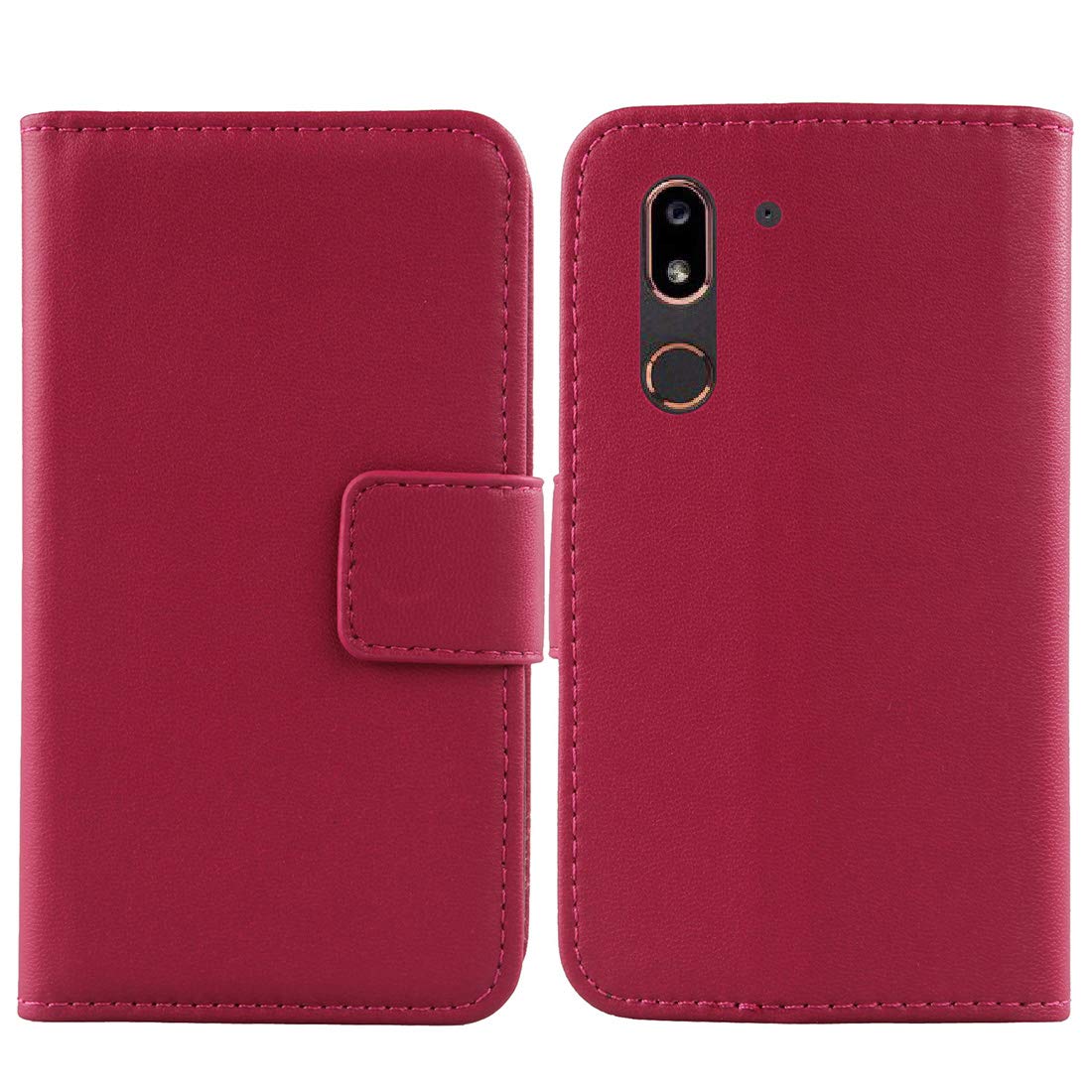 Lankashi Premium Genuine Real Flip Folder Folio Leather Case TPU Silicone For Doro 8050 5.7" Book Wallet Business Phone Protection Protector Cover Skin Pouch Etui (Rose)