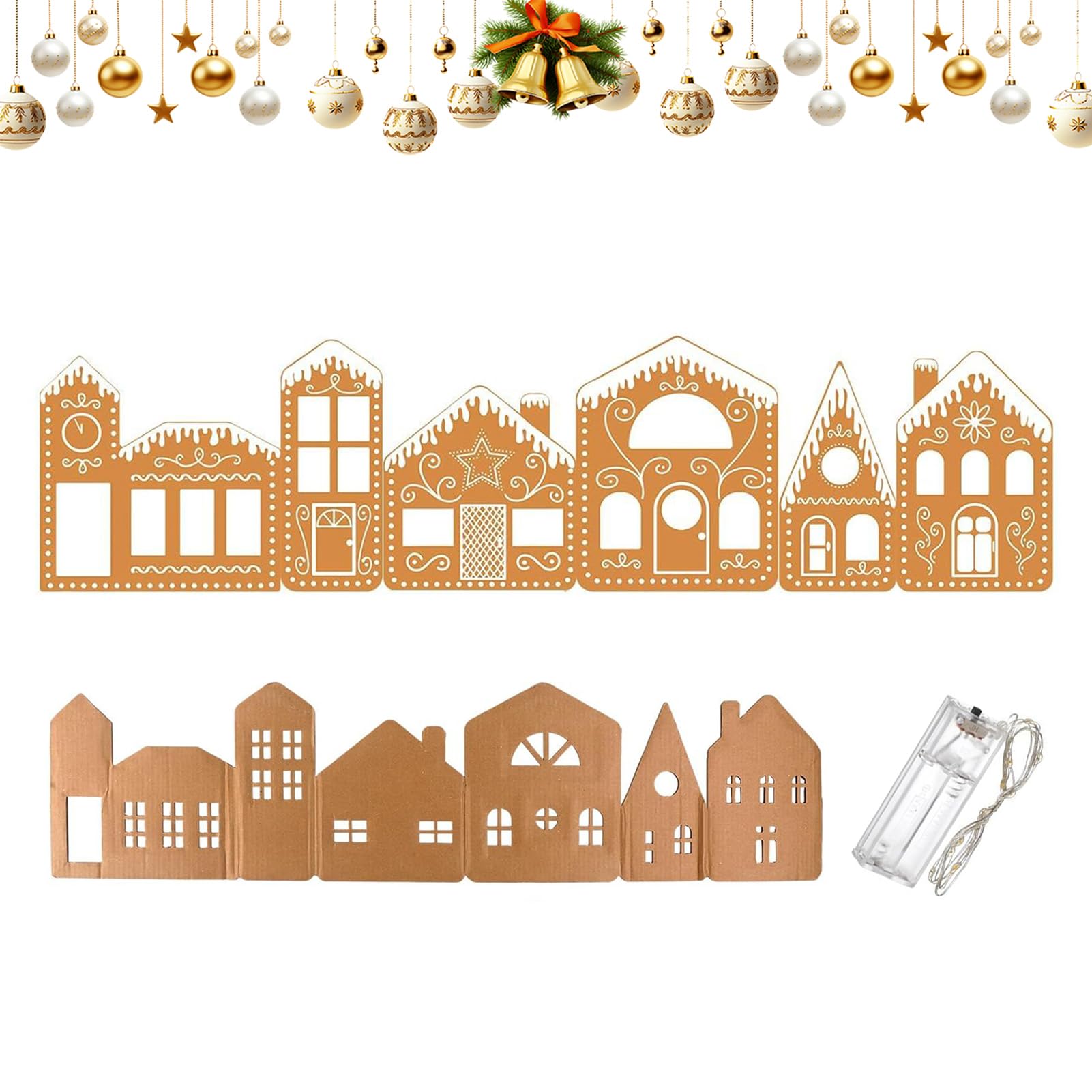 Maisons de Noël éclairées par LED sans fil en carton rigide pour intérieur