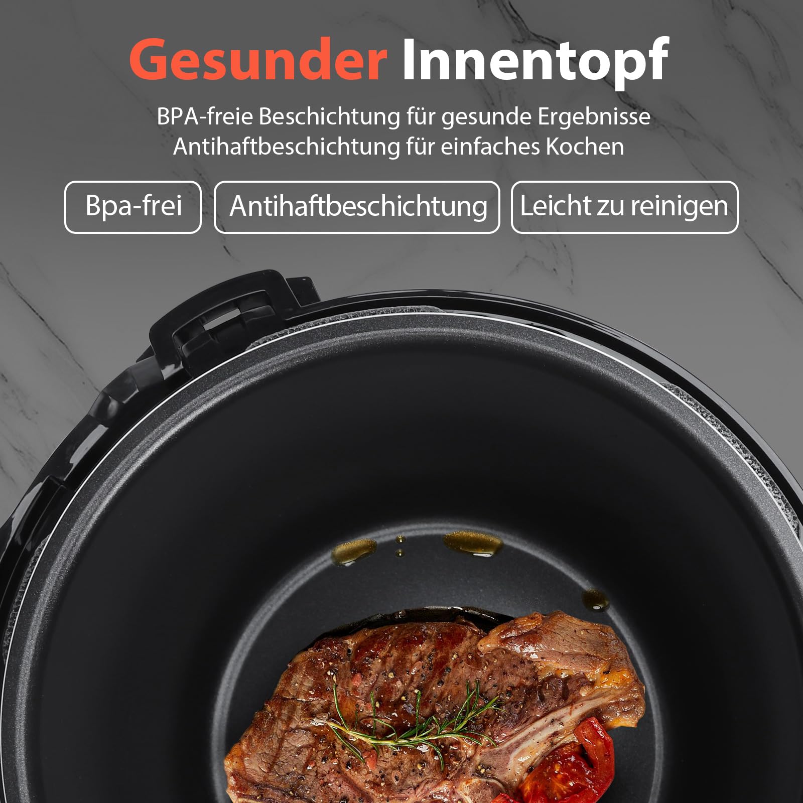 Aigostar Schnellkochtopf 6l, 18-in-1 Multikocher, Antihaft, leichte Reinigung, 1000 W Pressure Cooker, Rice Cooker, Slow Cooker, Dampfgarer, Joghurtbereiter, Speisewärmer inkl. farbigem Rezeptbuch