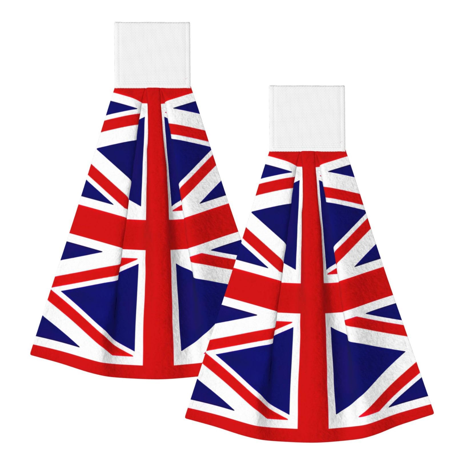 DUWAA Uk Flag Print Hanging Hand Towel Quick Dry Bathroom Towel Soft Kitchen Towel