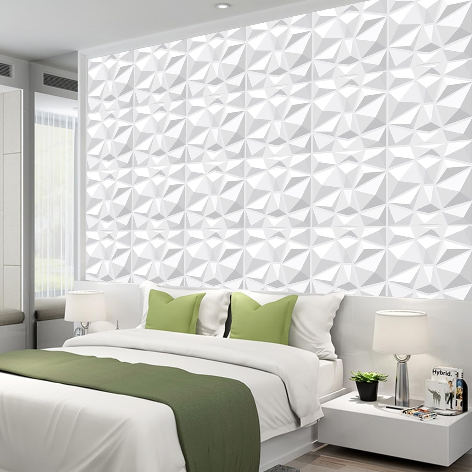 20 Piezas Papel Pintado Autoadhesivo Pared 30 × 30 cm, Vinilos de Pared Decorativos, Revestimiento de Paredes PVC, Ladrillos 3D Adhesivo Pared, Adesivos Papel de Paredes Decoración (Blanco)