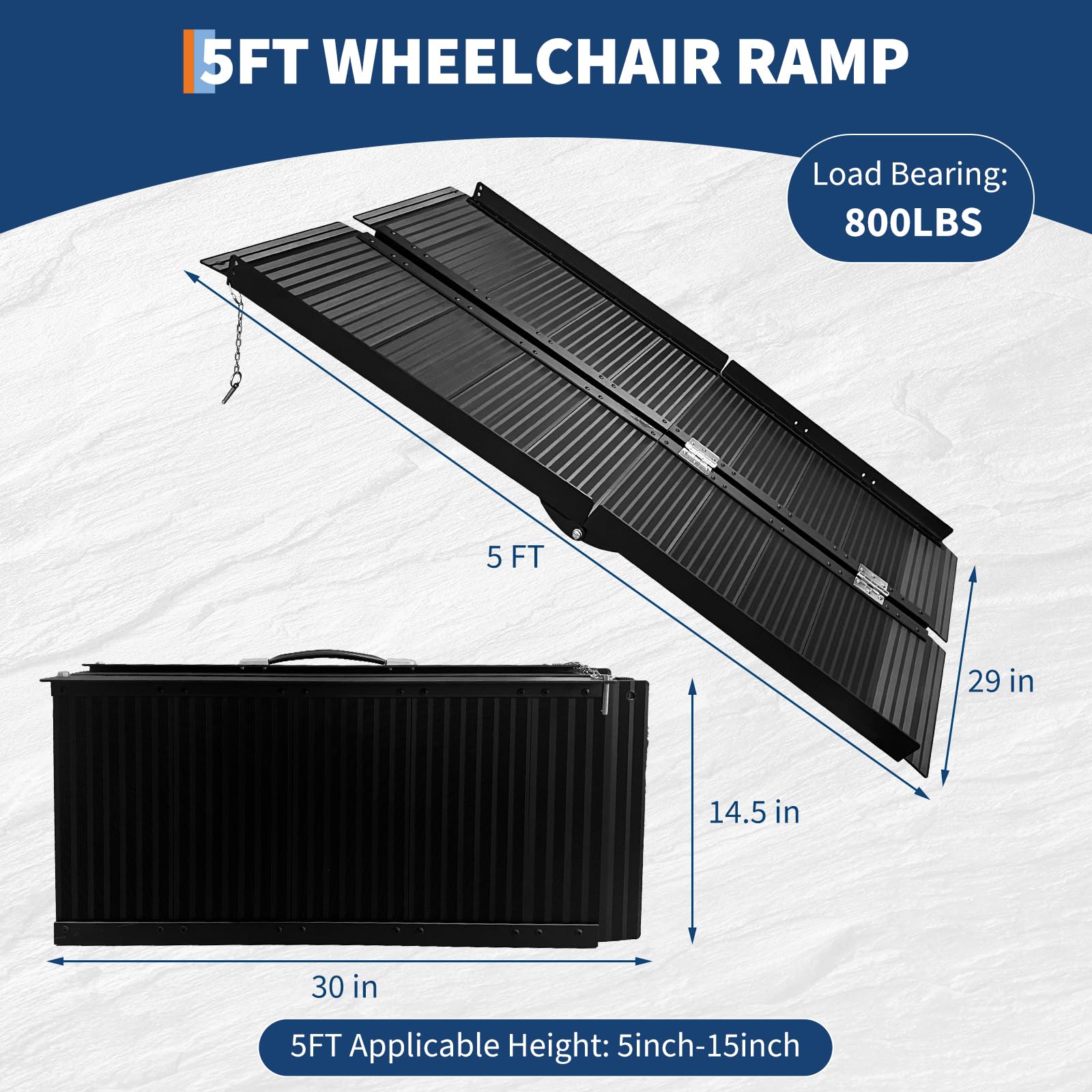 Garvee Rampe d'accès Pliable en Aluminium antidérapant pour Fauteuil Roulant – Portable avec poignée – Capacité 360 kg – Idéale pour seuils, marches et escaliers – Kit d'outils de Jardinage Manuel –
