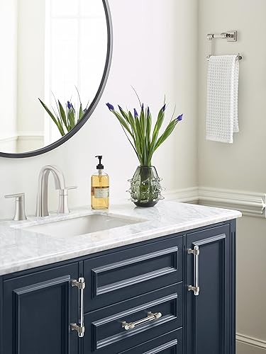 Miniatura 2 de Amerock BH36062CG10  Toallero de níquel transparentecepillado  Toallero de 5-716 pulgadas de longitud  Glacio  Toallero de mano para pared de baño