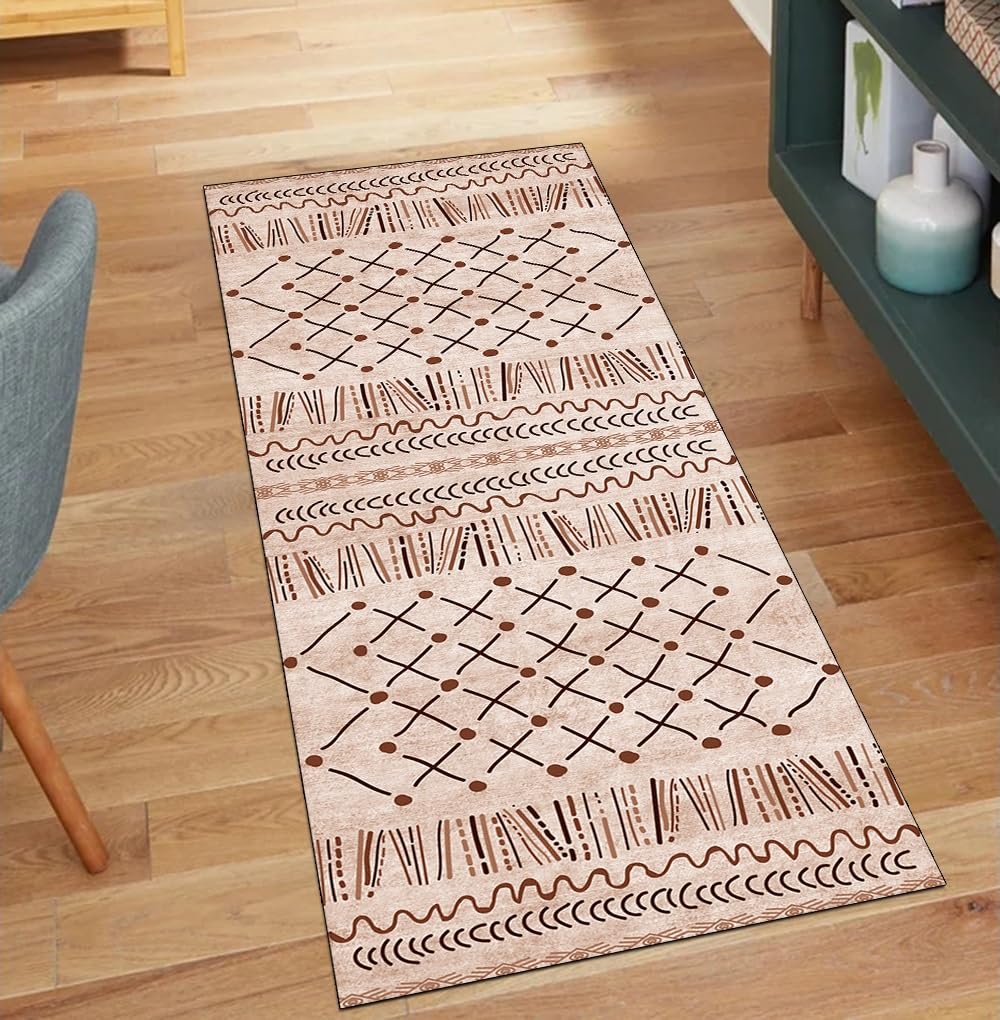Alfombra antideslizante para pasillo de cocina marrón de 40 x 180 cm estilo bohemio