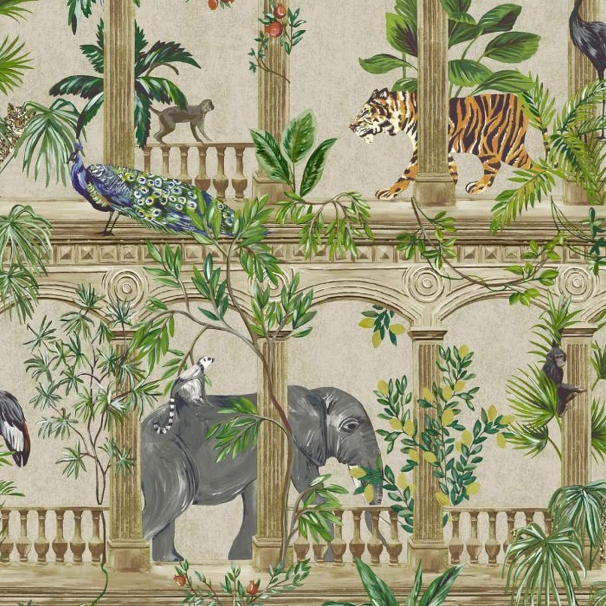 Papier peint tropical Petra beige Holden pour créer un salon style jungle chic