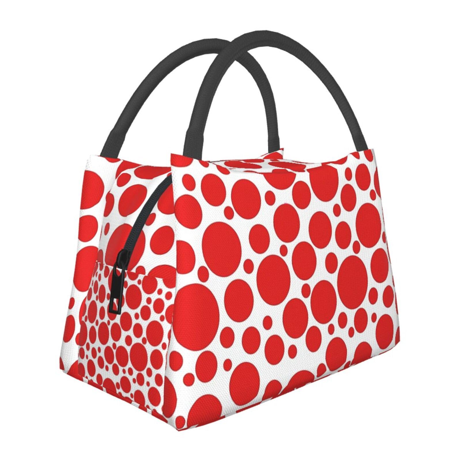 MANQINF Polka Dot Lunch Bag Polka Dots Lunch Box Portable Travel Work Large Capacity Tote Bag for Women Men