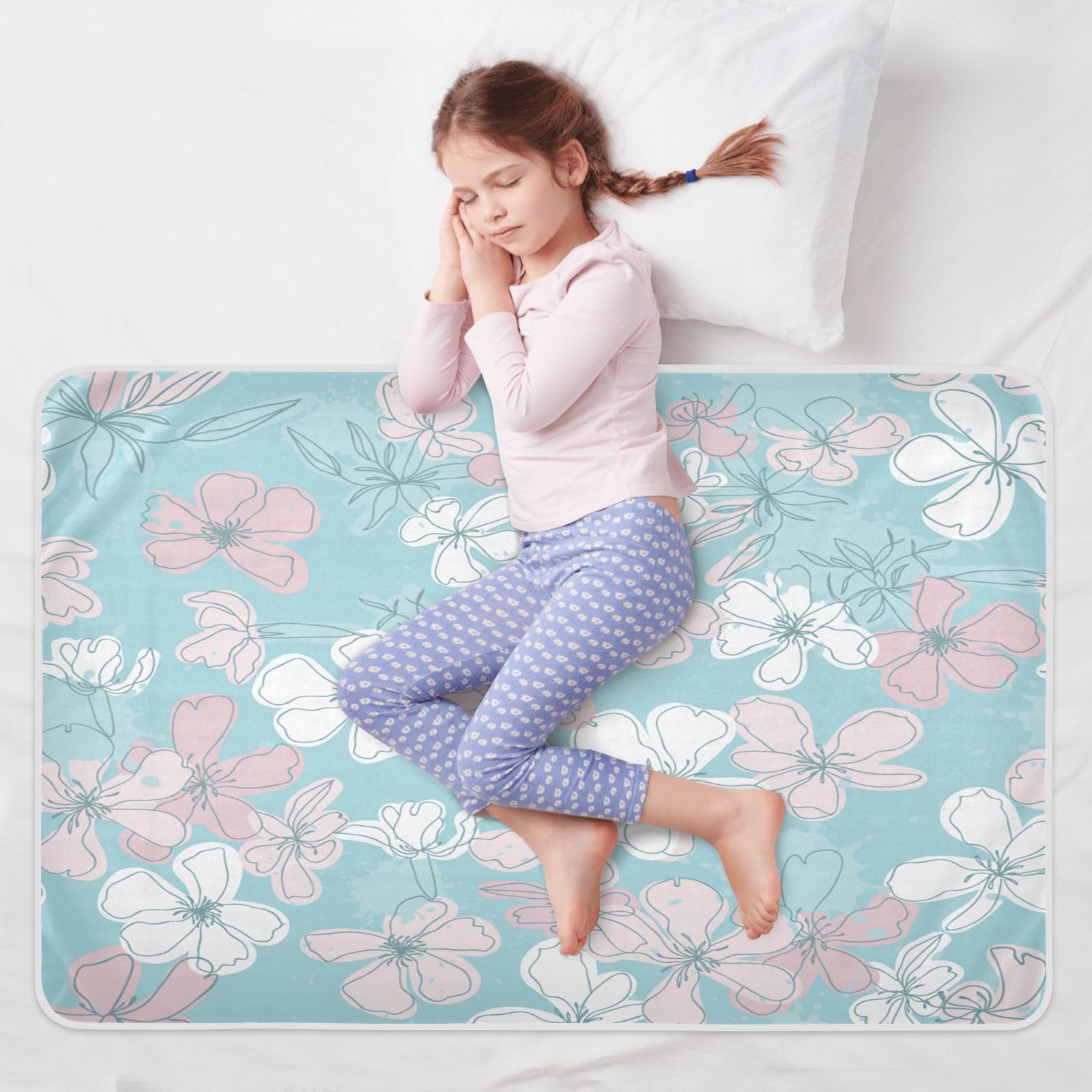 susiyo Vintage Little Floral Bed Pads for Incontinence Mattress Protector Anti-Slip Waterproof Pads (56