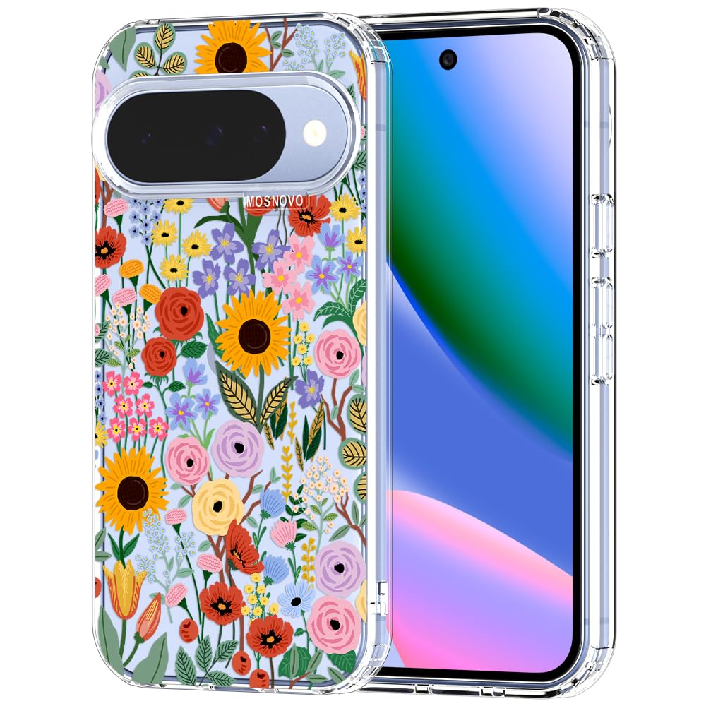 MOSNOVO Case for Google Pixel 9 & Pixel 9 Pro, [Buffertech 6.6ft Military-Grade Drop Protection] [Anti Peel Off Tech] Clear TPU Bumper Phone Case Cover Design - Great Wave — view 27