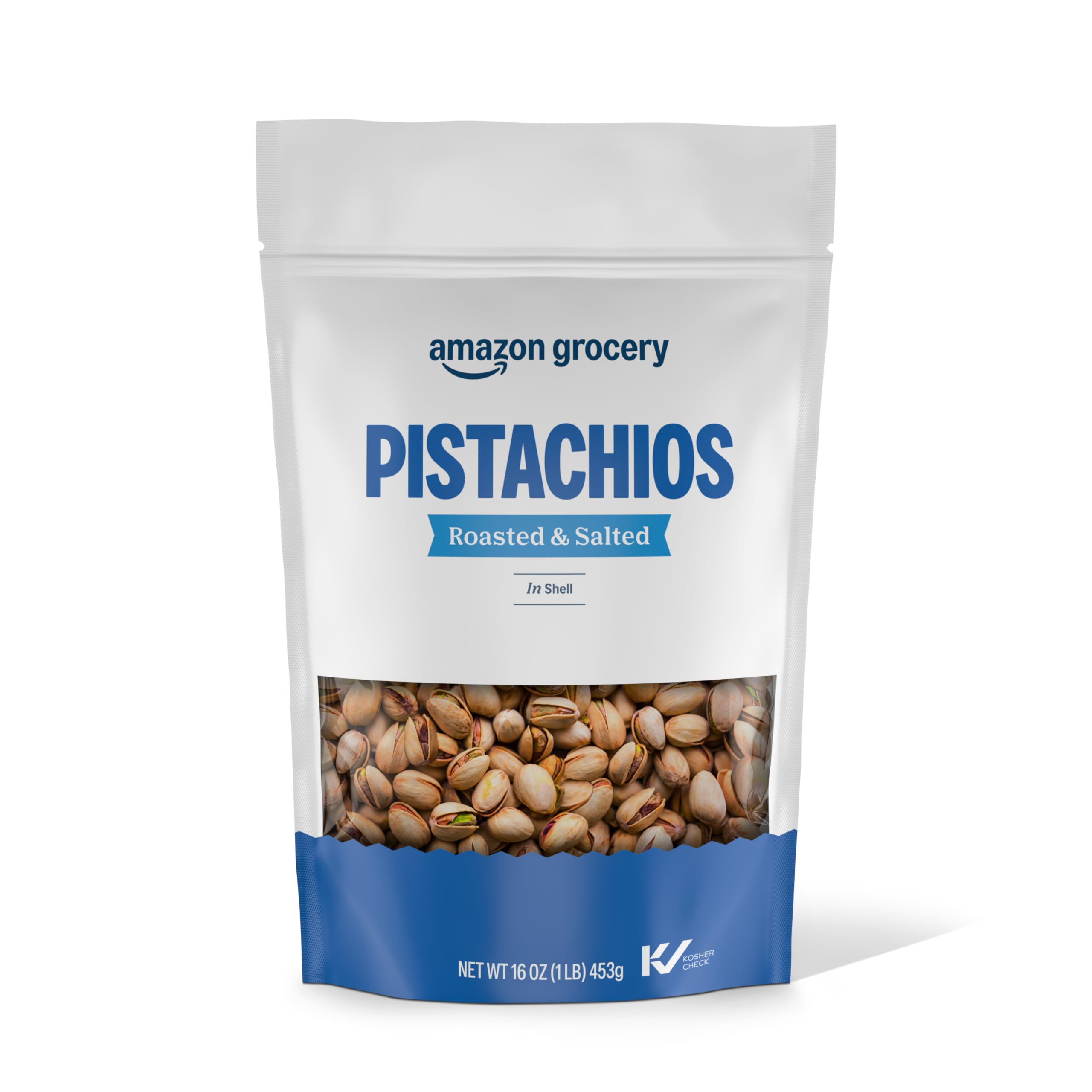Amazon Grocery, Pistachios, Roasted & Salted, In Shell, 16 Oz