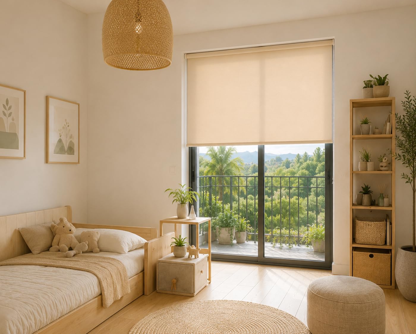 Estoralis | GOVE | Tenda a rullo disegno moderno | Traslucida tinta unita | Beige | 180 x 235 cm (larghezza/altezza) dimensione del tessuto 177 x 230 cm. | Tende per finestre e porte