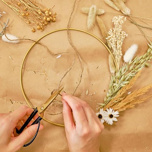 Miniatura 5 de BOUBONI 6 piezas de centro de mesa de aro floral de metal de 12 pulgadas con 6 soportes de madera para mesa de corona de metal soporte para centro