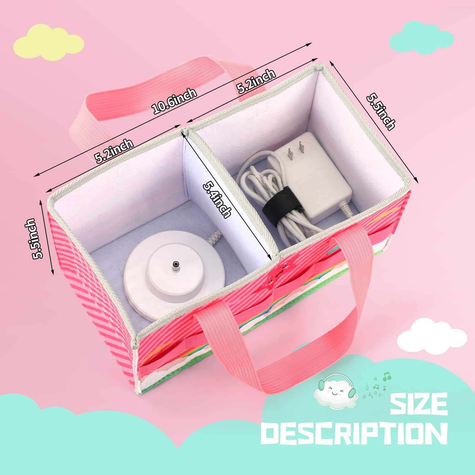 Carrying Case for Tonies Starter Set & Storage Bag for Tonies Figurine, Outdoor Hand Bag for Tonies Audio Player and Dolls Musical Toy Folding Bag for Kids Toniebox Accessories (Rainbow Pattern)