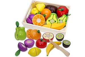 Wooden Play Food Set for Cutting Fun
