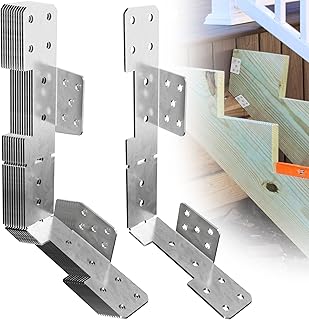 10 Pcs Adjustable Deck Stair Brackets, 18 Gauge Heavy Duty Galvanized Universal Mounting Brackets,