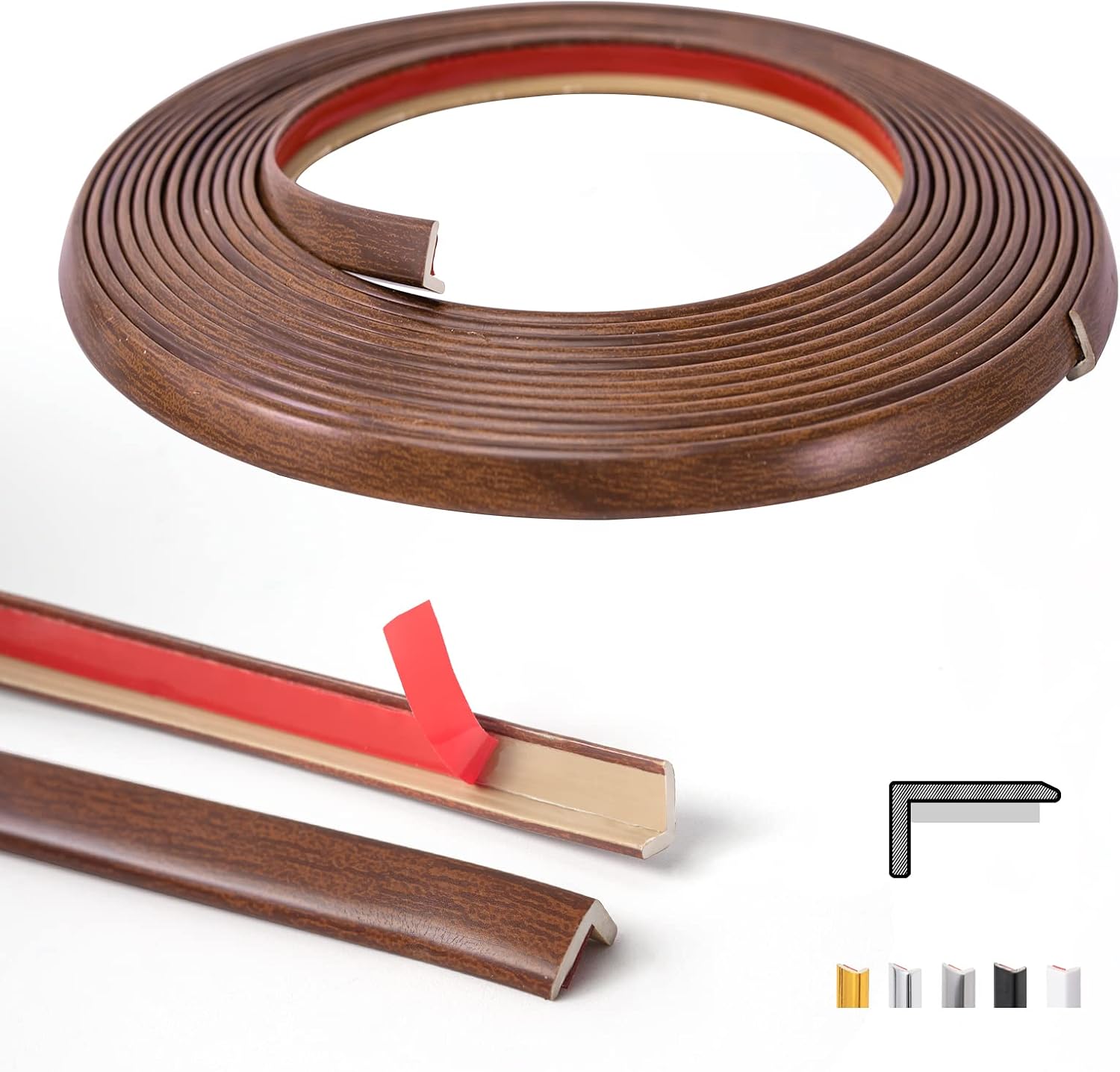 Art3d 20ft Outside Vinyl Corner Trim Peel and Stick for Tile and Wall Edges, Furniture Decoration, Cherry