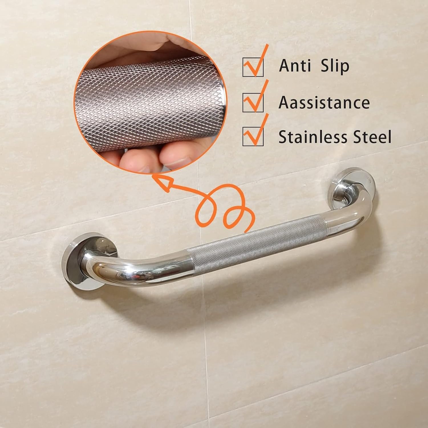 Barra de apoyo para ducha, 2 uds, 30 cm, acero inoxidable, Plata, 81.28 cm