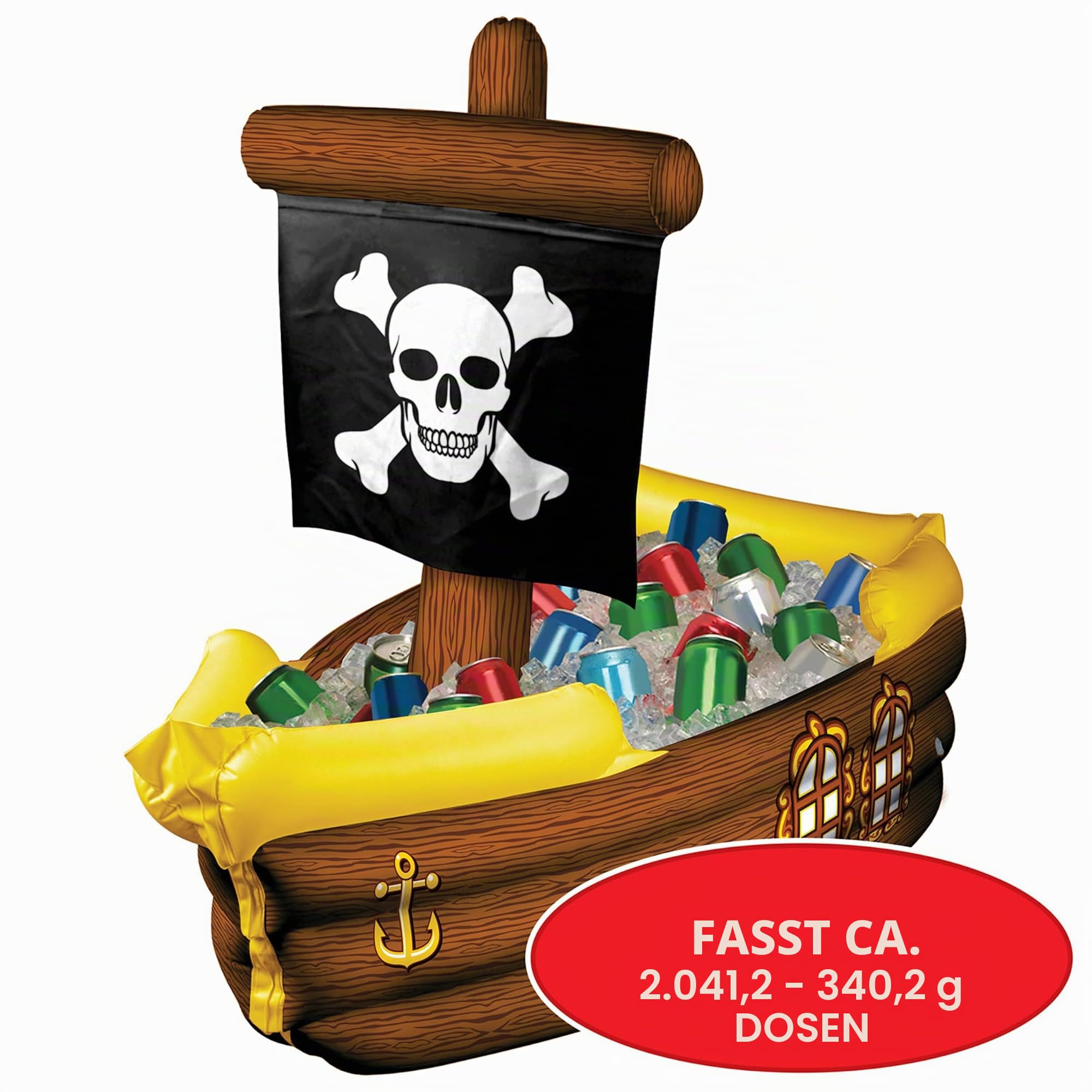 Beistle Aufblasbarer Piratenschiff-Kühler, 83,8 x 91,4 cm, Mehrfarbig (50989)