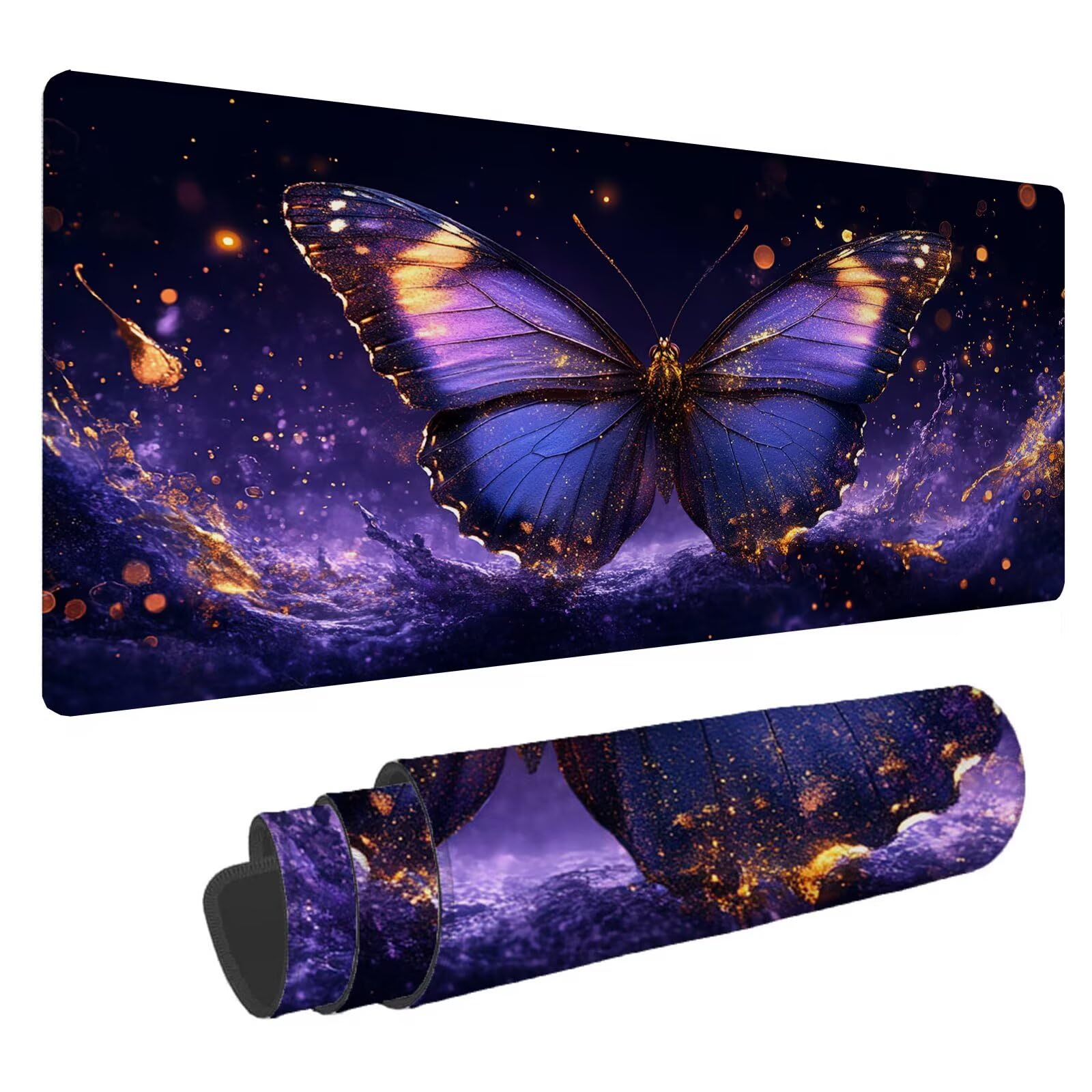 Fioletowa podkładka pod mysz XXL motyl podkładka pod mysz 1000 x 500 x 4 mm podkładka pod mysz dla graczy, podkładka pod mysz do laptopa, podkładka pod mysz i klawiaturę A-770