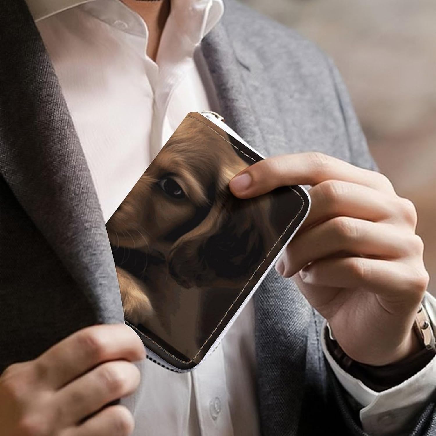 Cute Pet Dog Card Holder RFID Blocking,Credit Card Wallet for Women And Men,Card Case Organizer Bag with Zipper