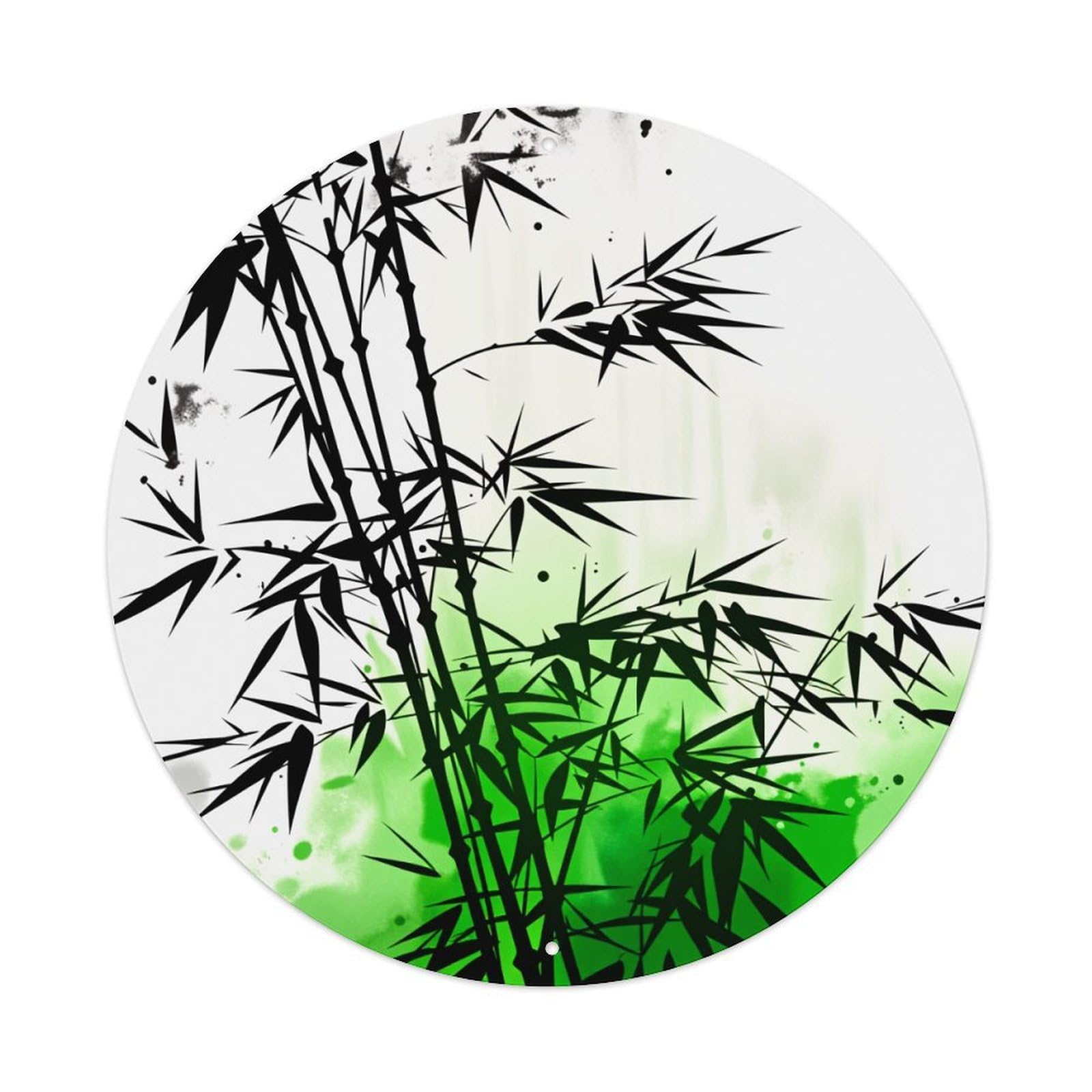 Bamboo Silhouette Green Background Art Round Tin Sign Vintage Metal Poster Retro Bar, Home, Man Cave, Kitchen, Laundry Room Wall Art Decor Gift 8x8Inch