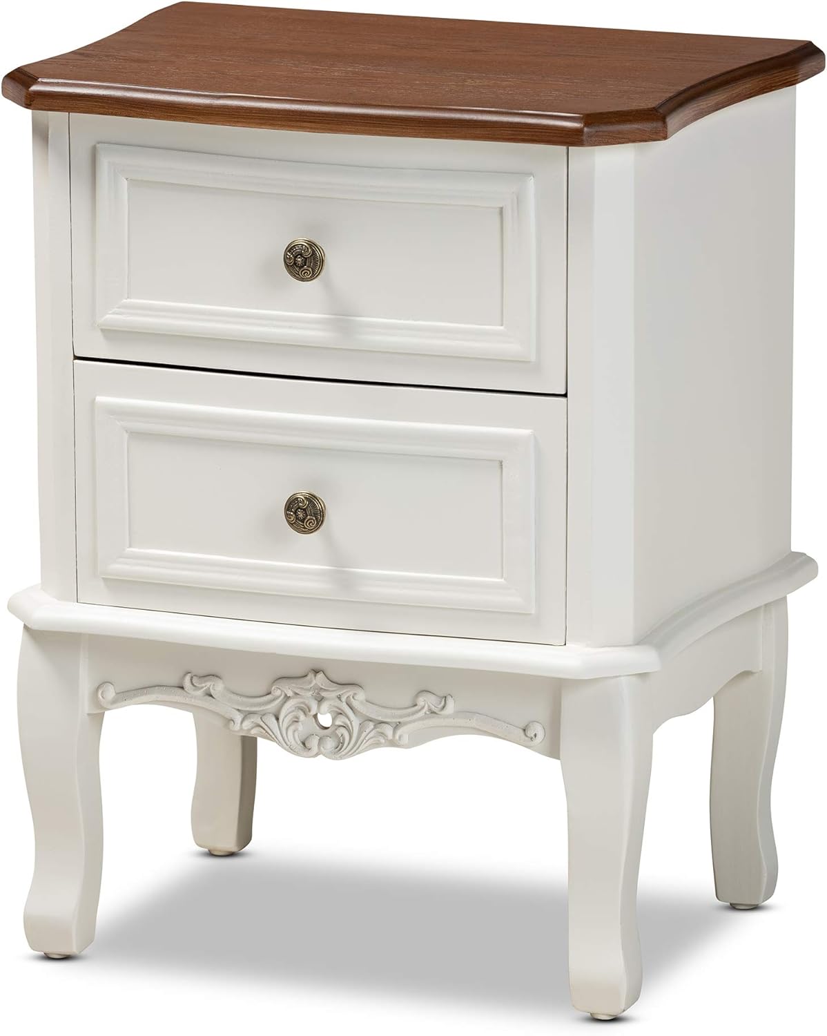 Baxton Studio Nightstands, White/Cherry Brown