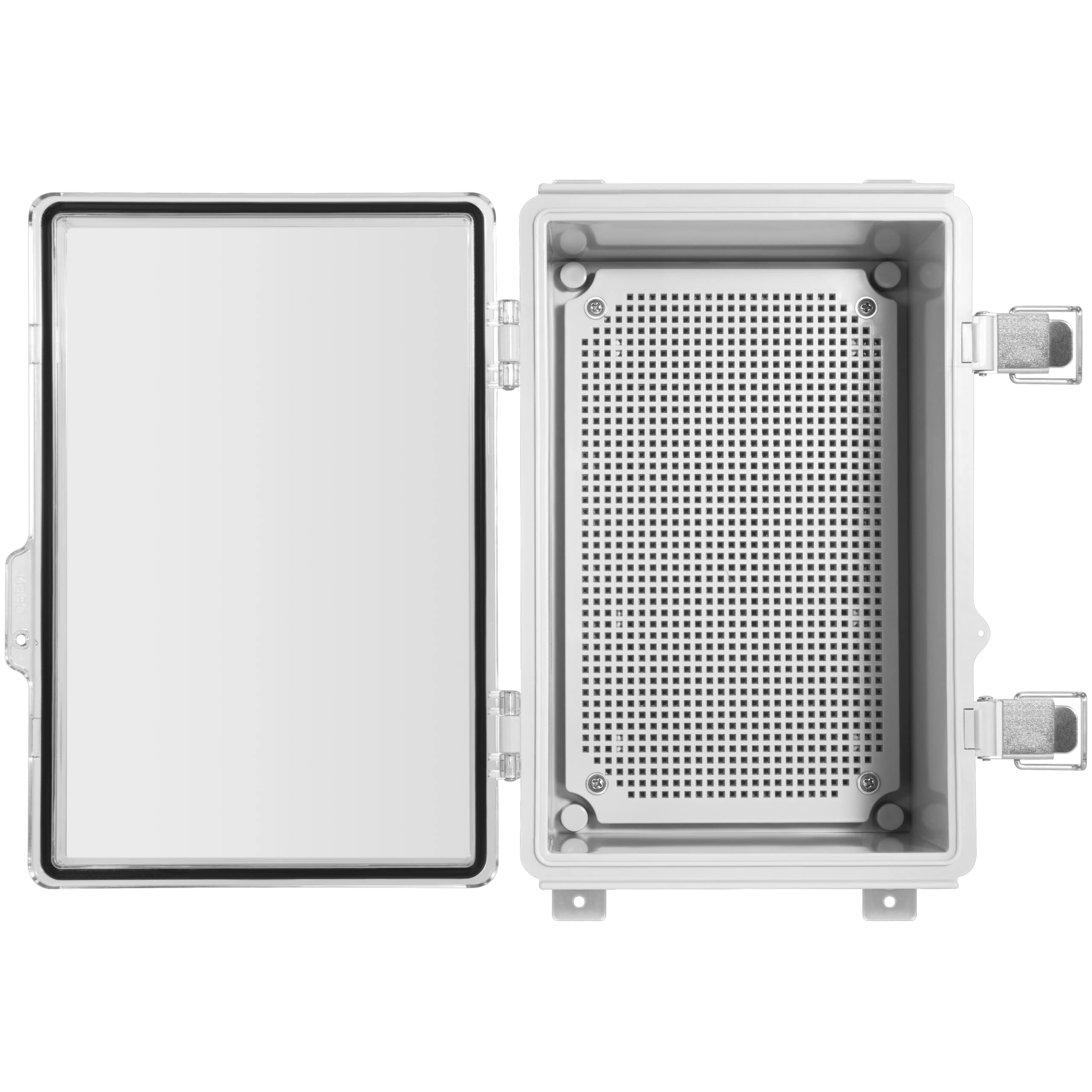 Waterproof Electrical Junction Box IP67 – ABS Plastic Enclosure With Hinged Cover & Mounting Plate, 11.4×7.5×5.5in