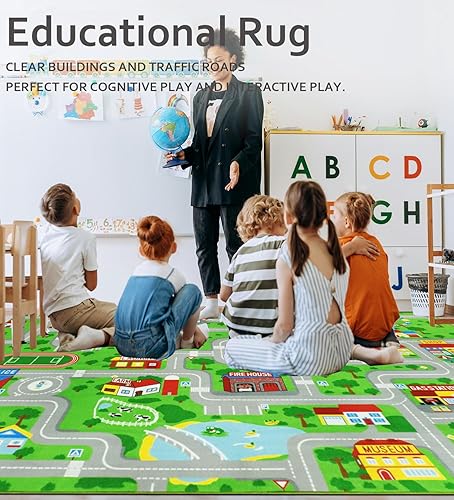 Miniatura 6 de VSIWB Kids Carpet Playmat Car Rug 6'6'' x 9'8'' Educational Road Traffic Carpet Fun City Life Map Kids Car Rug Non Slip Play Carpet for Children