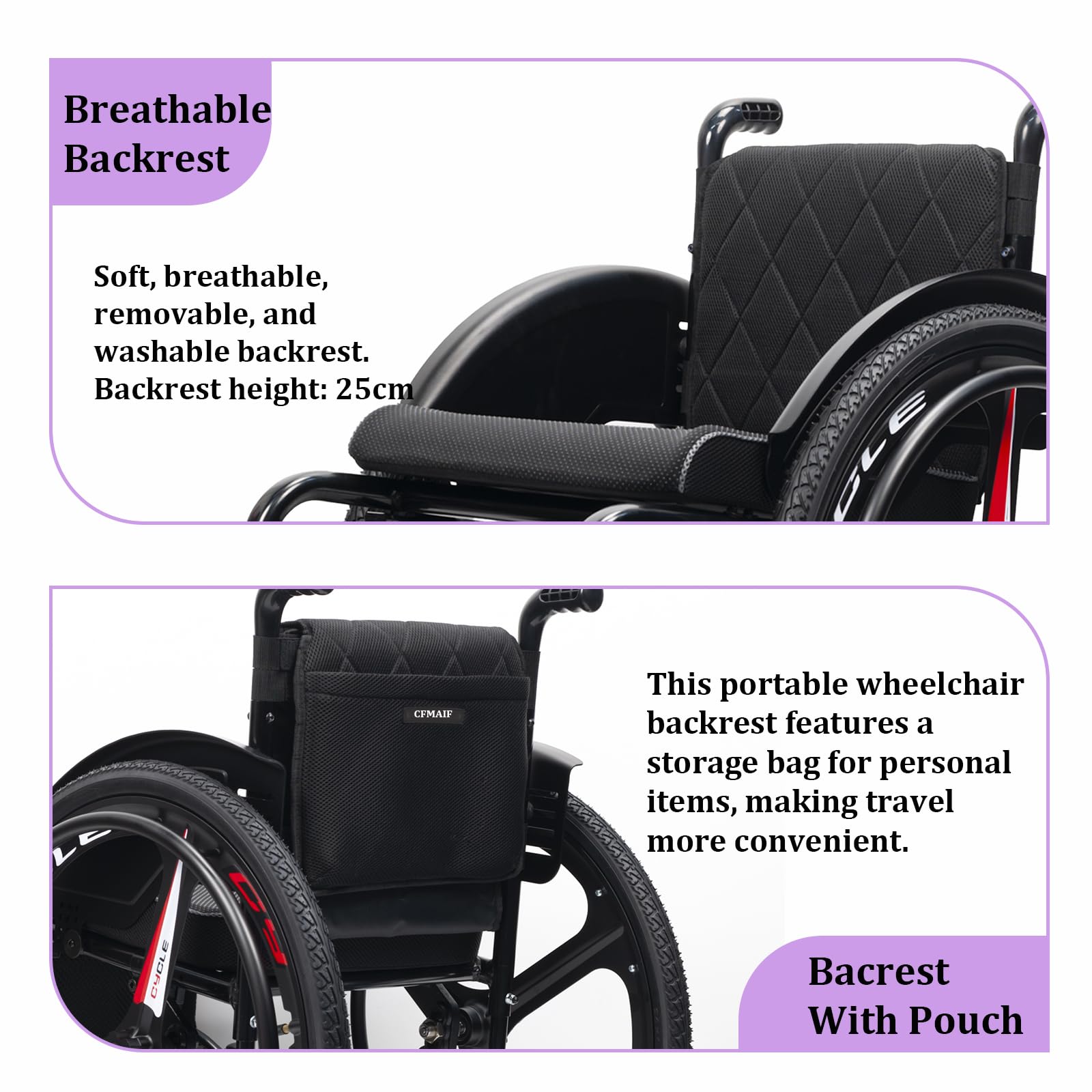 Sedia a rotelle Ultraleggera ad autospinta per Disabili, Carrozzina Sportiva, in Alluminio, da Transito, poggiapiedi Rimovibili(42cm/16.5in Seat,Black)
