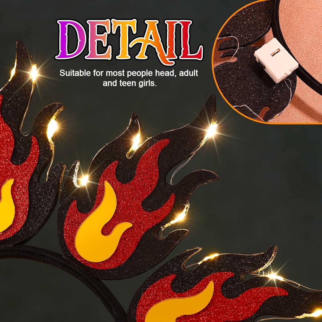 Reaky Light Up Headbands Glowing Flame Hairband Led Glitter Hair Hoops Concert Music Festival Carnival Costume Headwear Hair Accessories for Women - Image 4