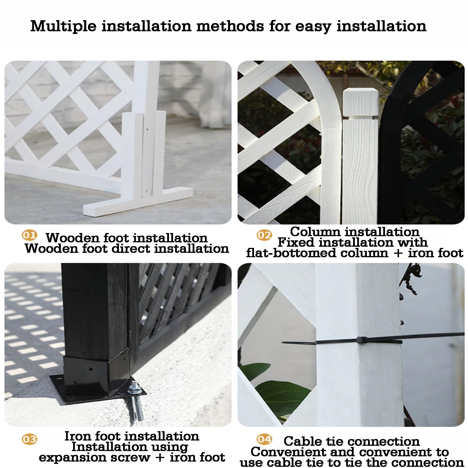 Schermo da giardino in legno a installazione rapida, pannello decorativo per la privacy per esterni/interni, telaio di supporto per piante, per patio, terrazza, prato e cortile, elegante soluzione