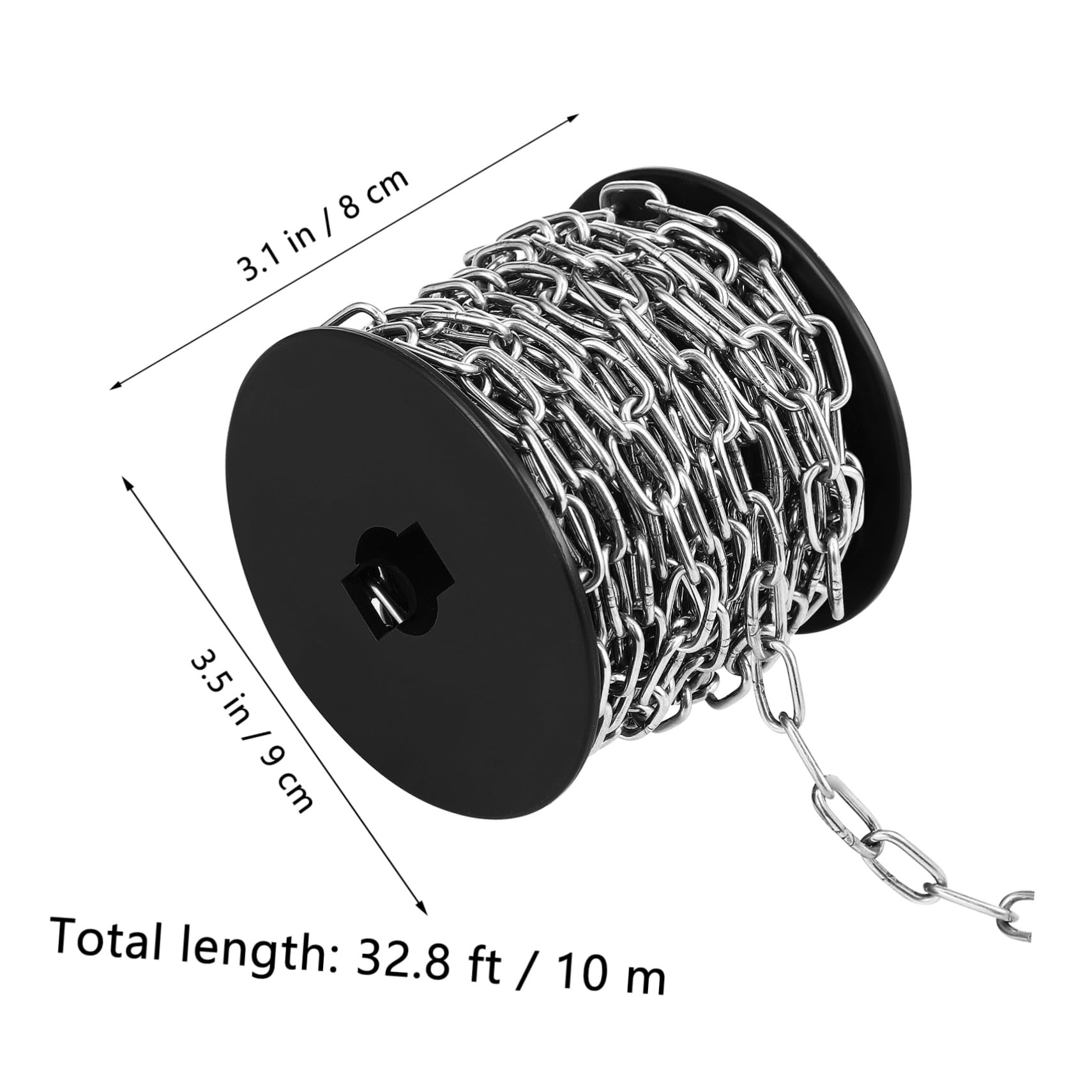 SOLUSTRE 1Roll Stainless Steel Utility Chain Link Durable Metal Chain for Home Camping Outdoor Hanging and Versatile Applications