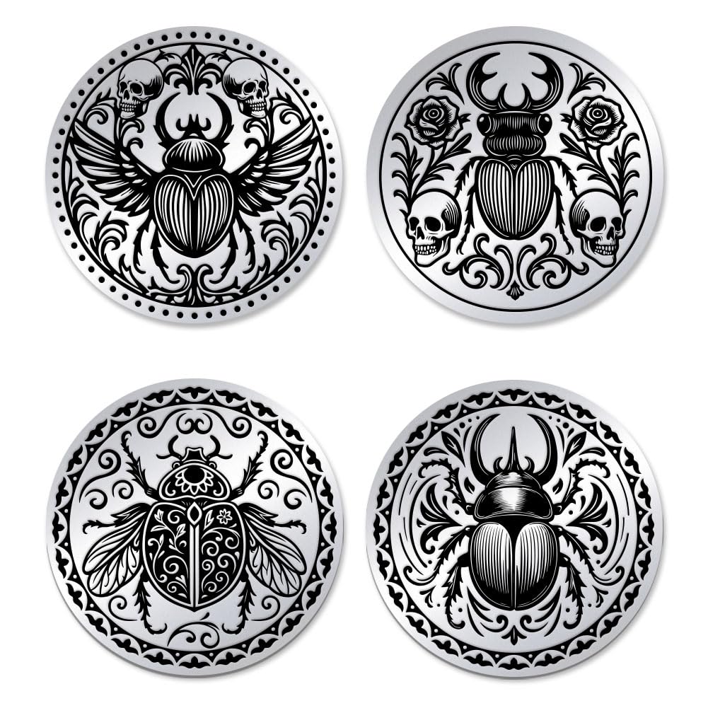 UNICRAFTALE 2Pcs Stainless Steel Double Sided Decision Coins Skull Scarab Coin Insect Theme Decision Coin Gifts with Paper Box for Women Men Commemorative Gifts