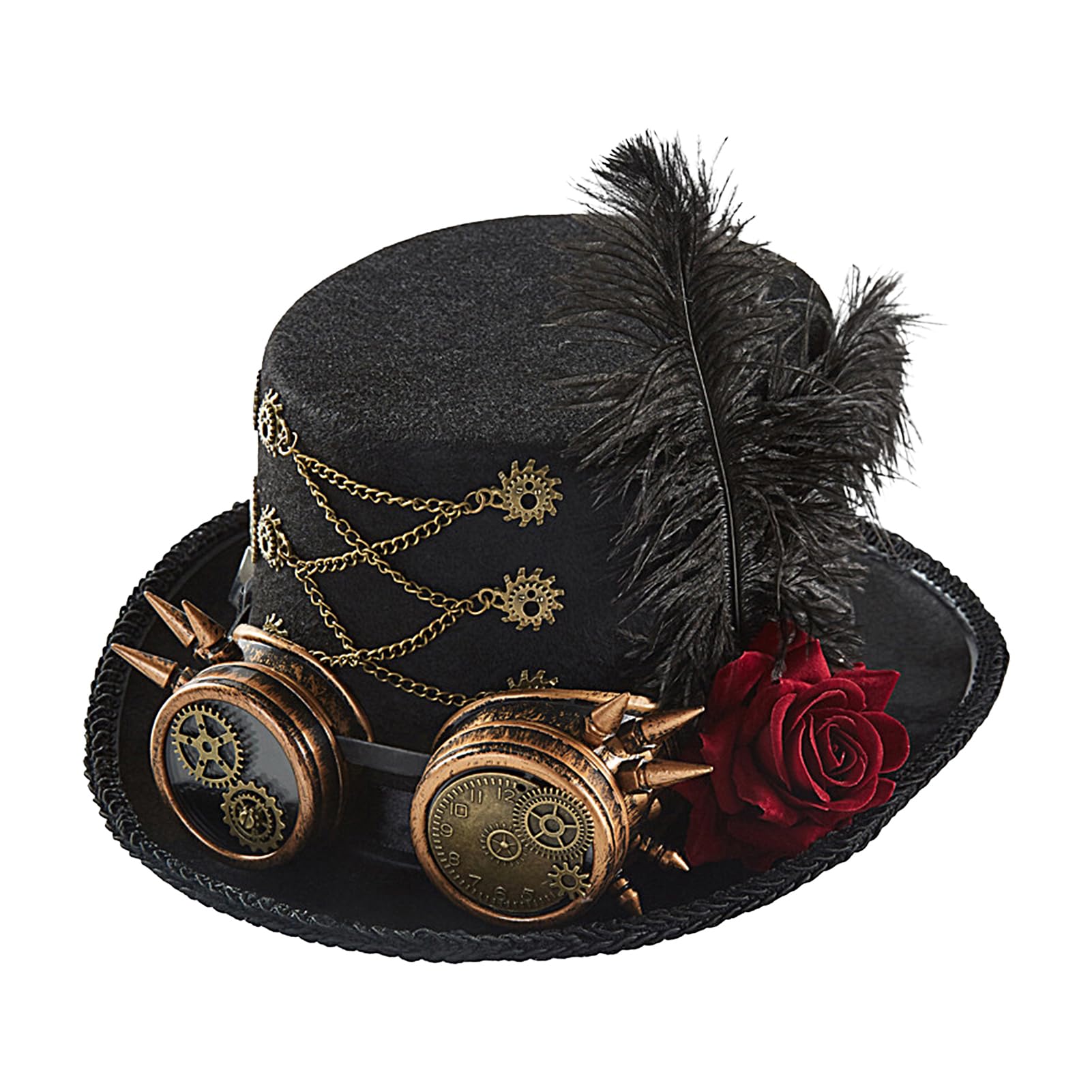 Chapeau steampunk unisexe avec lunettes amovibles style gothique vintage - 8
